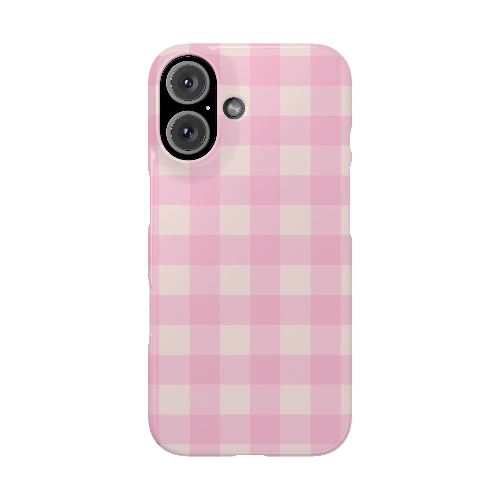 Pink Gingham Snap Phone Case - Cute Pastel Checkered iPhone Cover