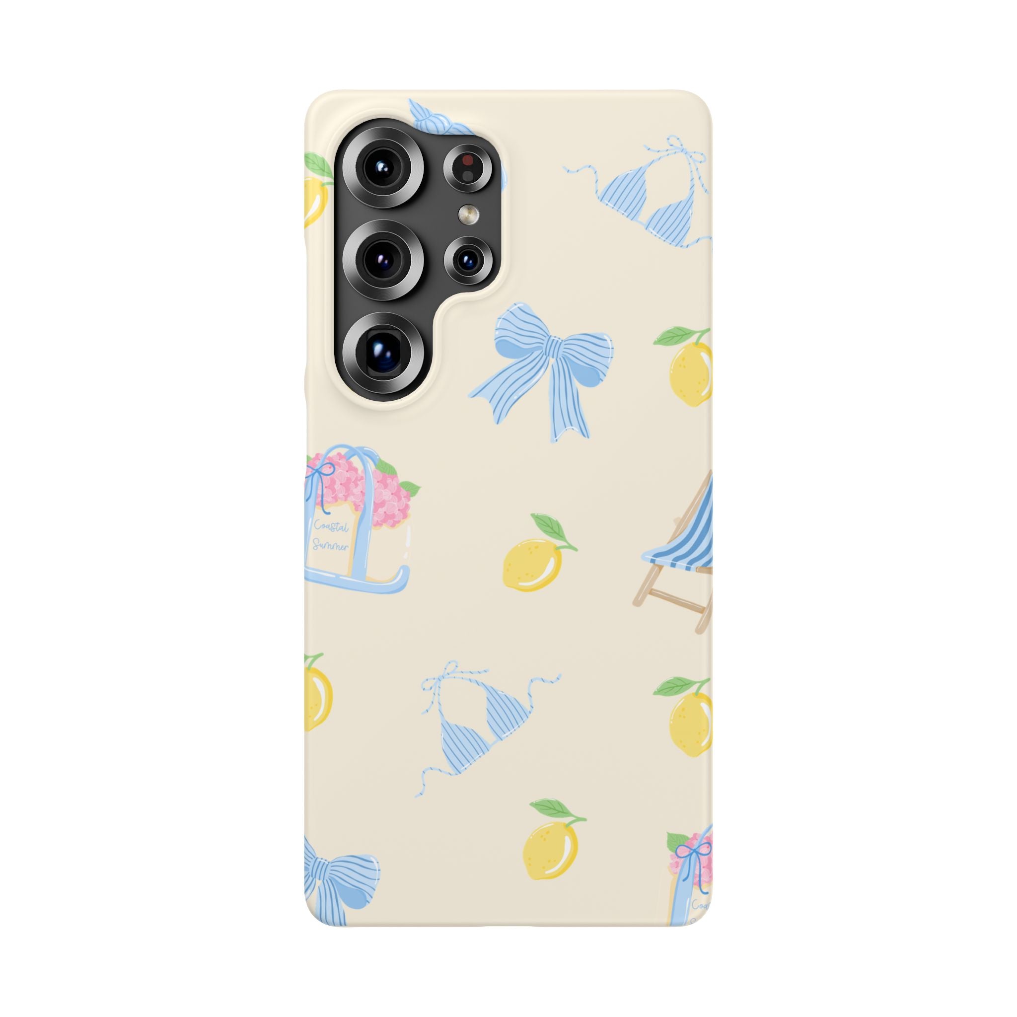 Cute Lemon & Beach Pattern Phone Case — Pastel Summer Snap Case