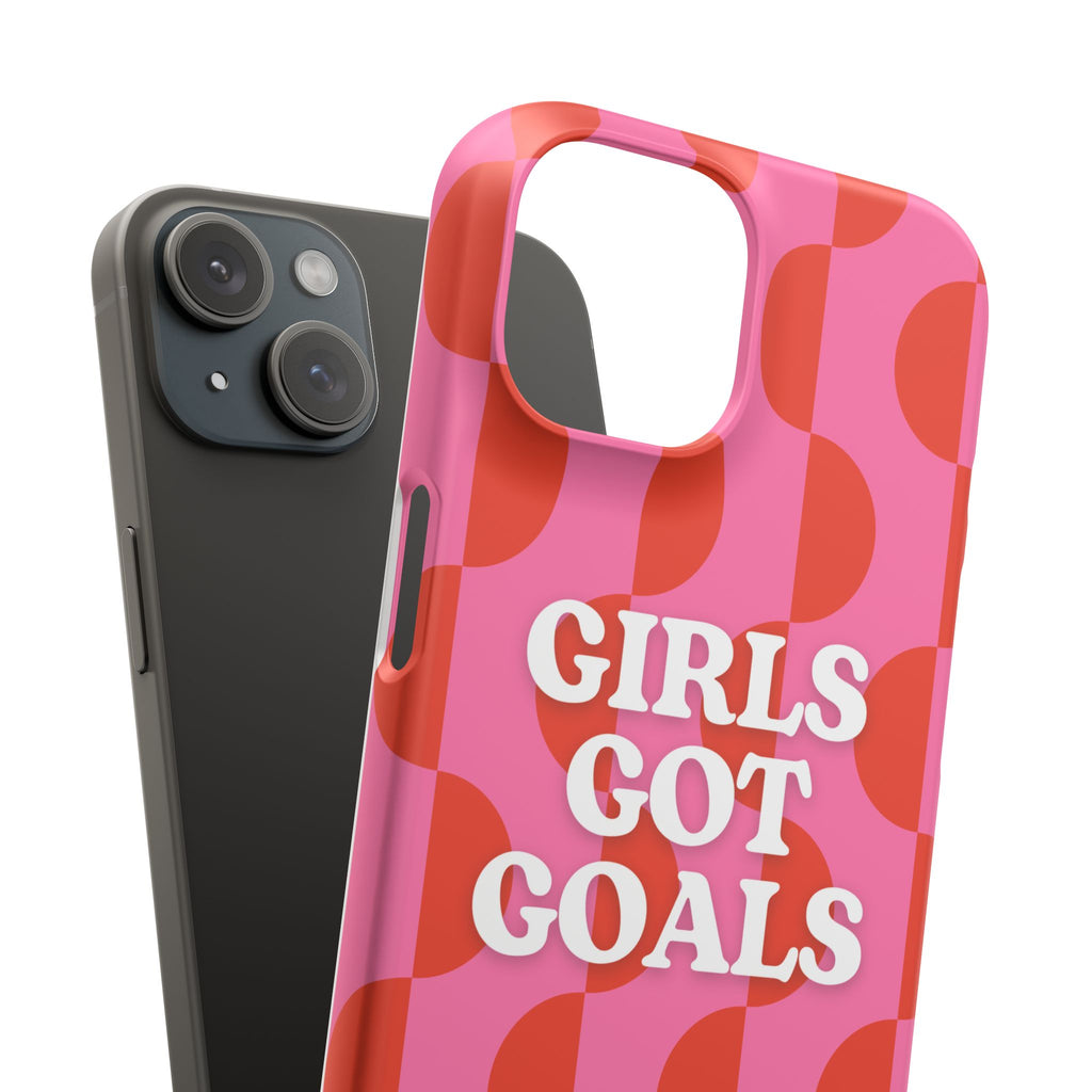 Girls Got Goals Phone Case - Retro Pink Red Motivational Snap Case