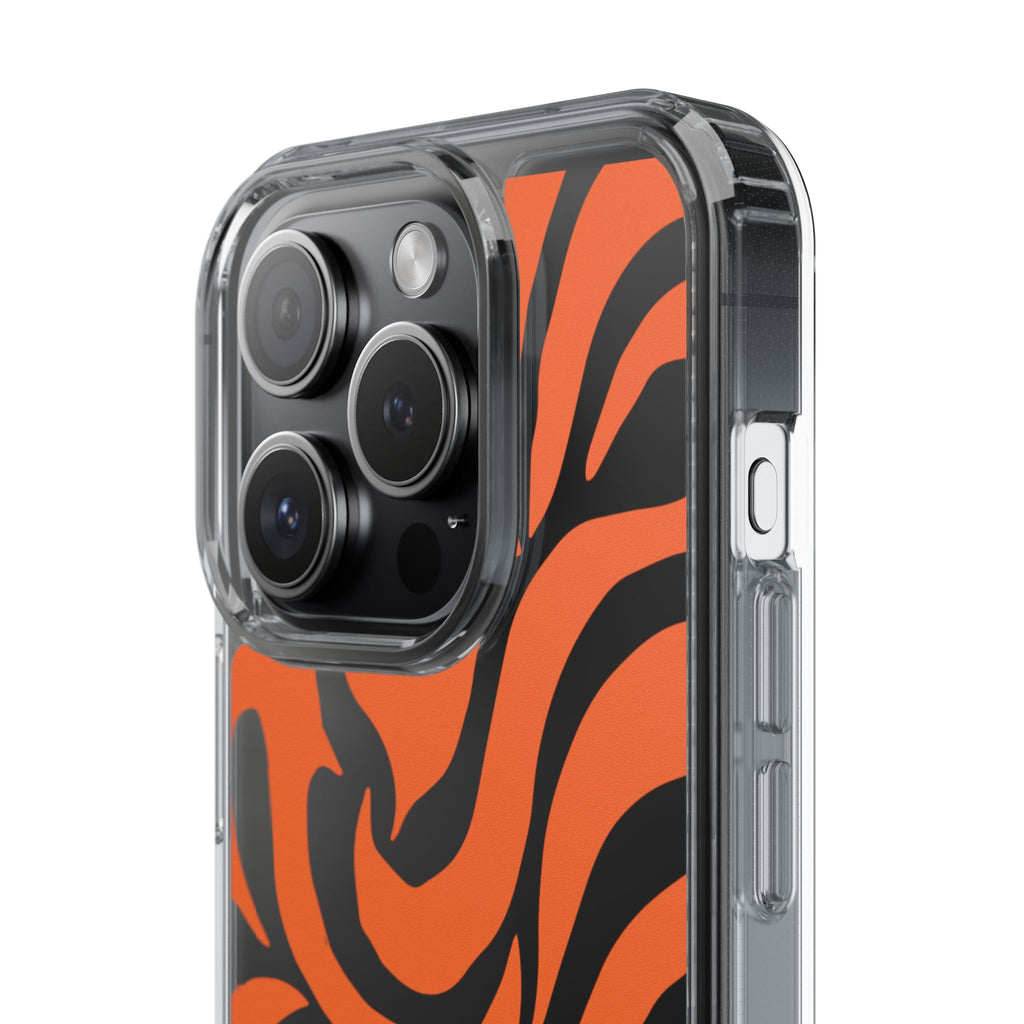 Orange Tiger Stripe Clear Phone Case — Bold Animal Print iPhone Cover