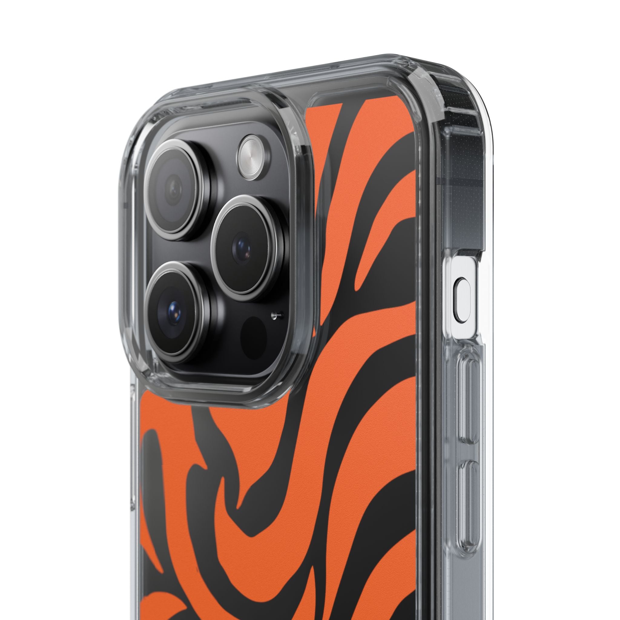 Orange Tiger Stripe Clear Phone Case — Bold Animal Print iPhone Cover