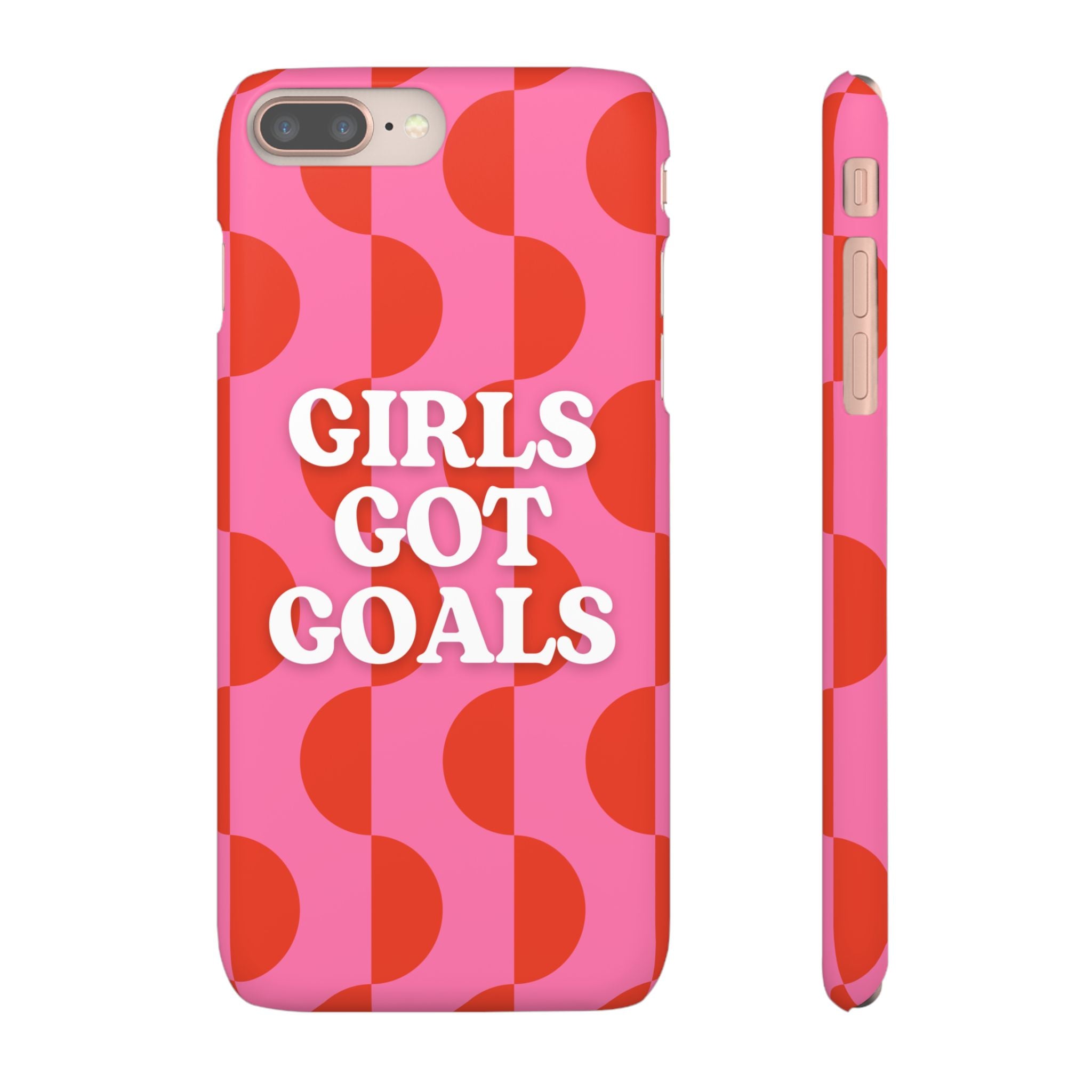 Girls Got Goals Phone Case - Retro Pink Red Motivational Snap Case