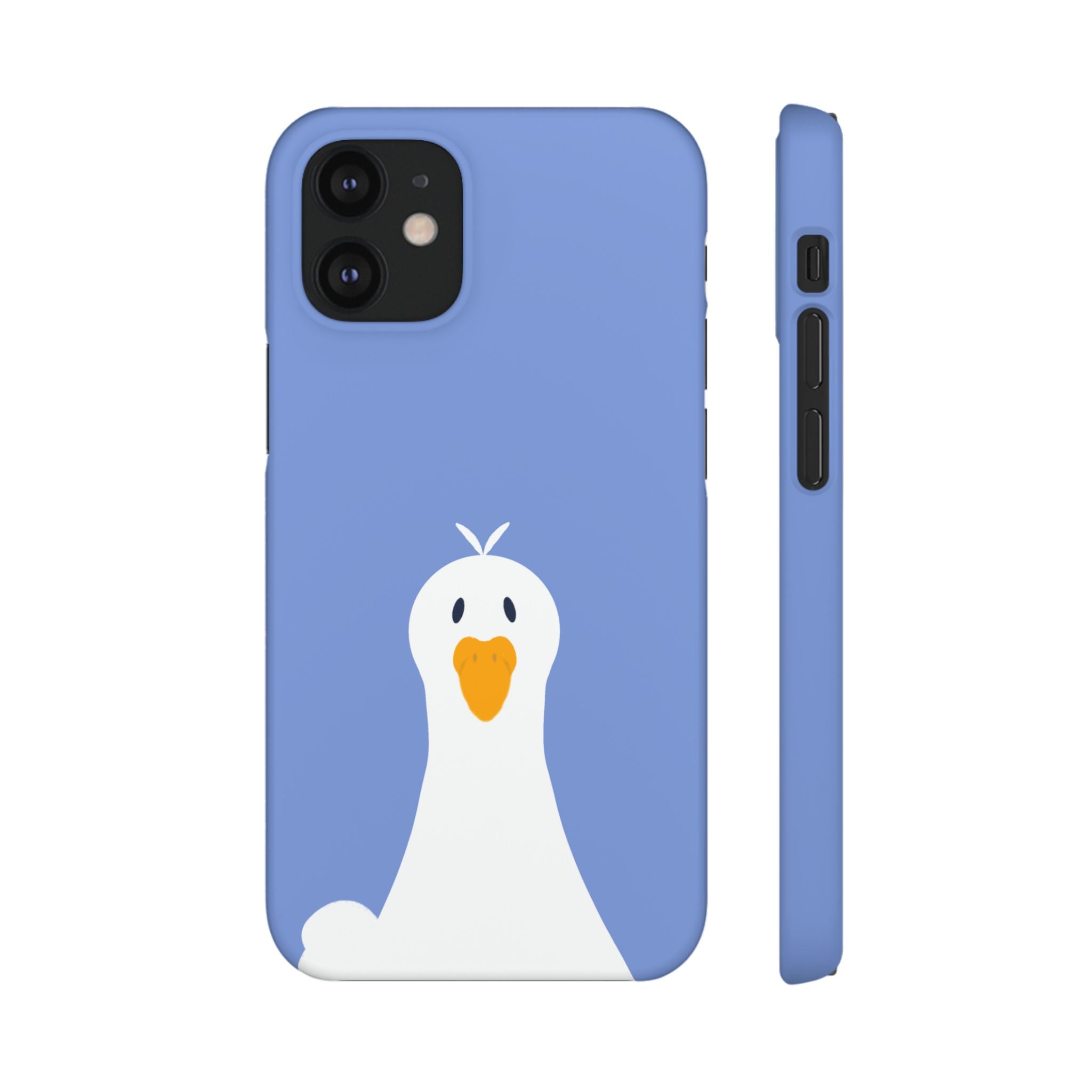 Cute Goose Phone Case – Blue Snap Phone Cover with Whimsical Bird Design