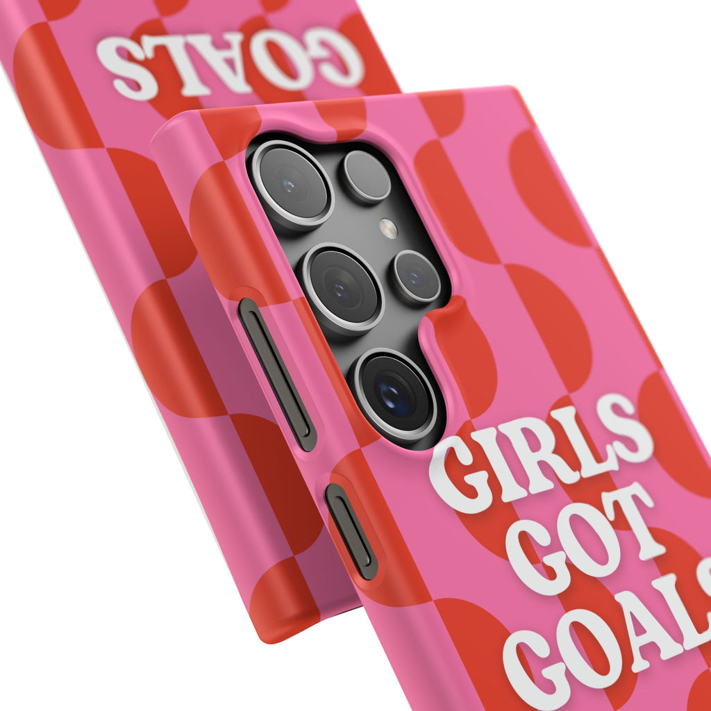 Girls Got Goals Phone Case - Retro Pink Red Motivational Snap Case