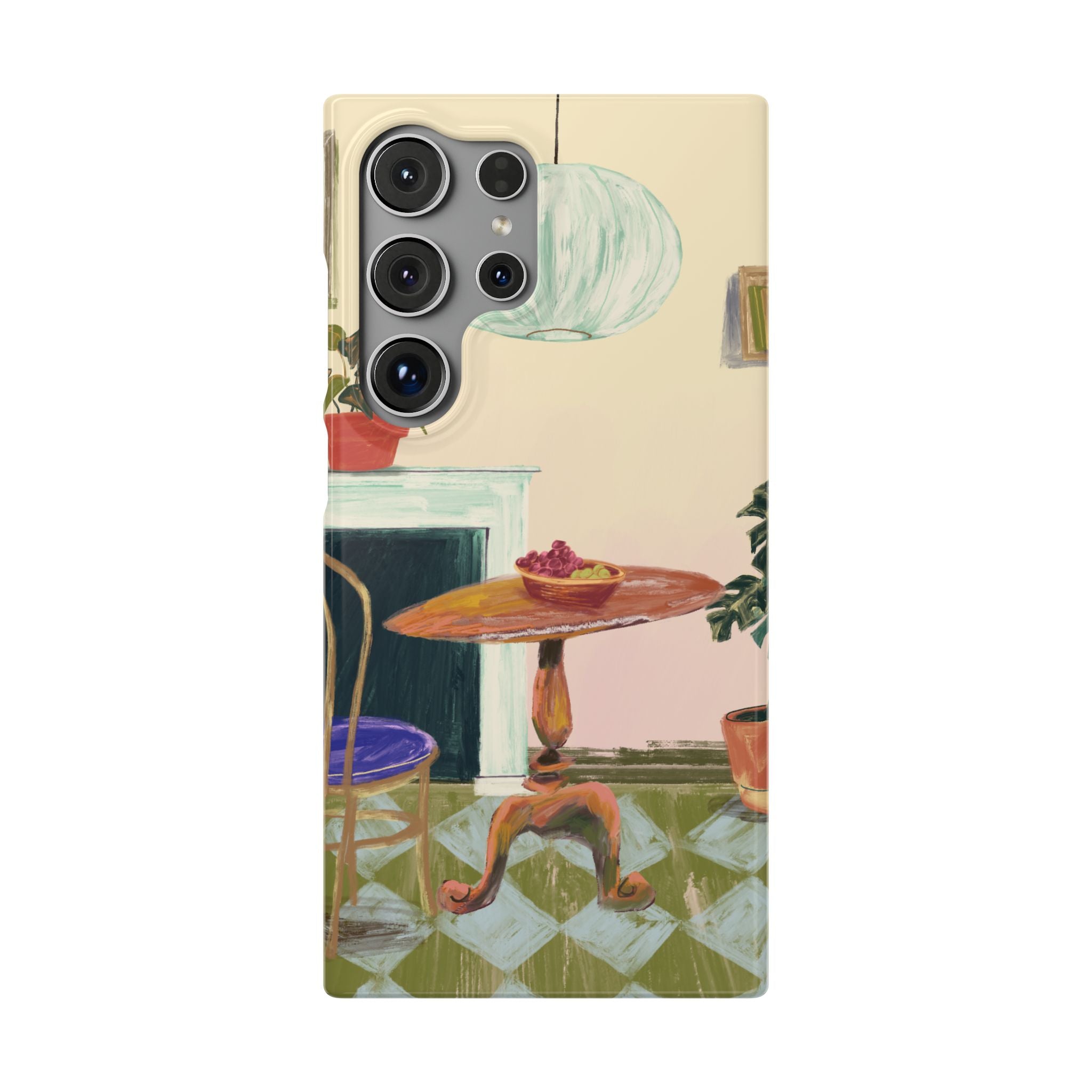 Vintage Bistro Phone Case — Cozy Cafe Interior Illustration Snap Case