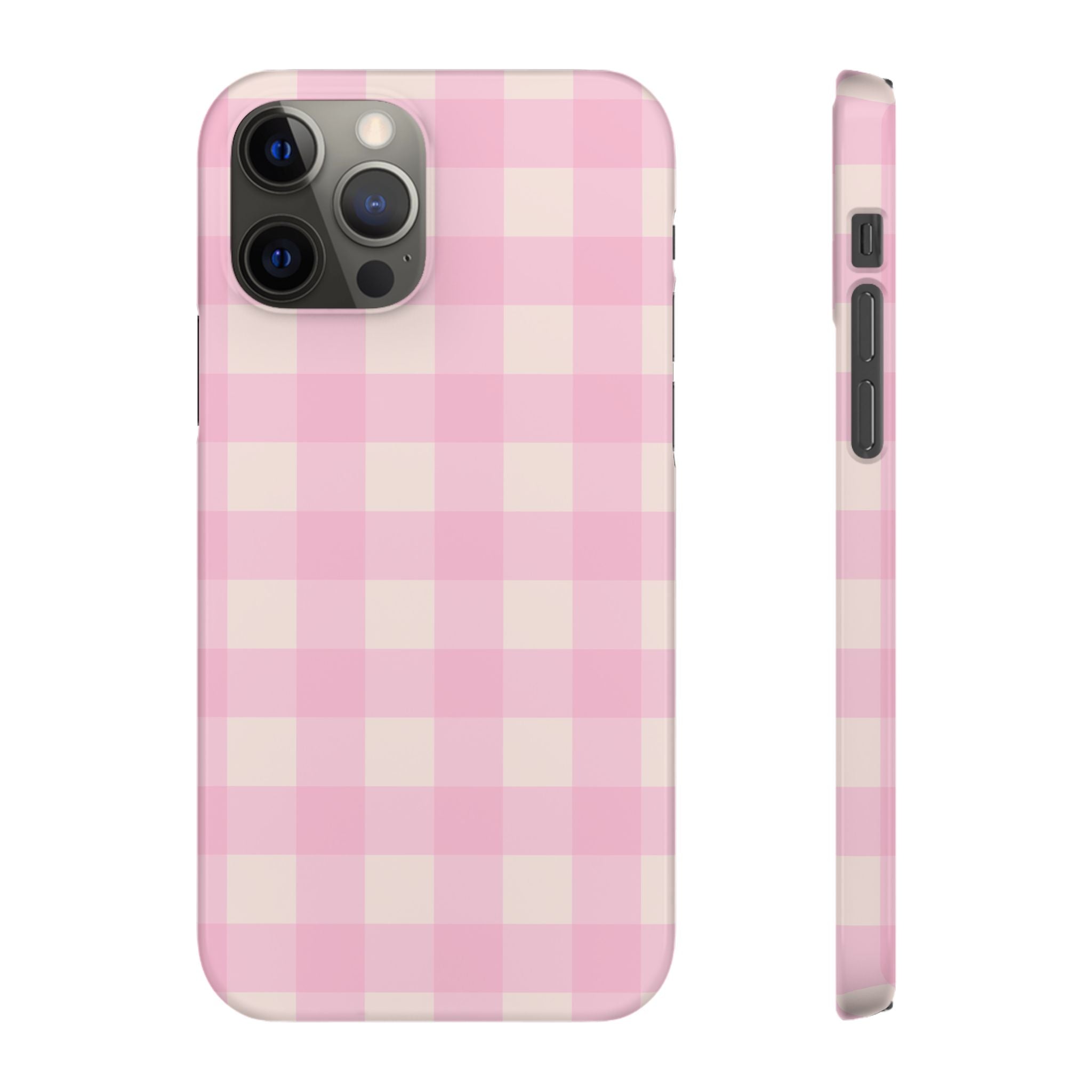 Pink Gingham Snap Phone Case - Cute Pastel Checkered iPhone Cover
