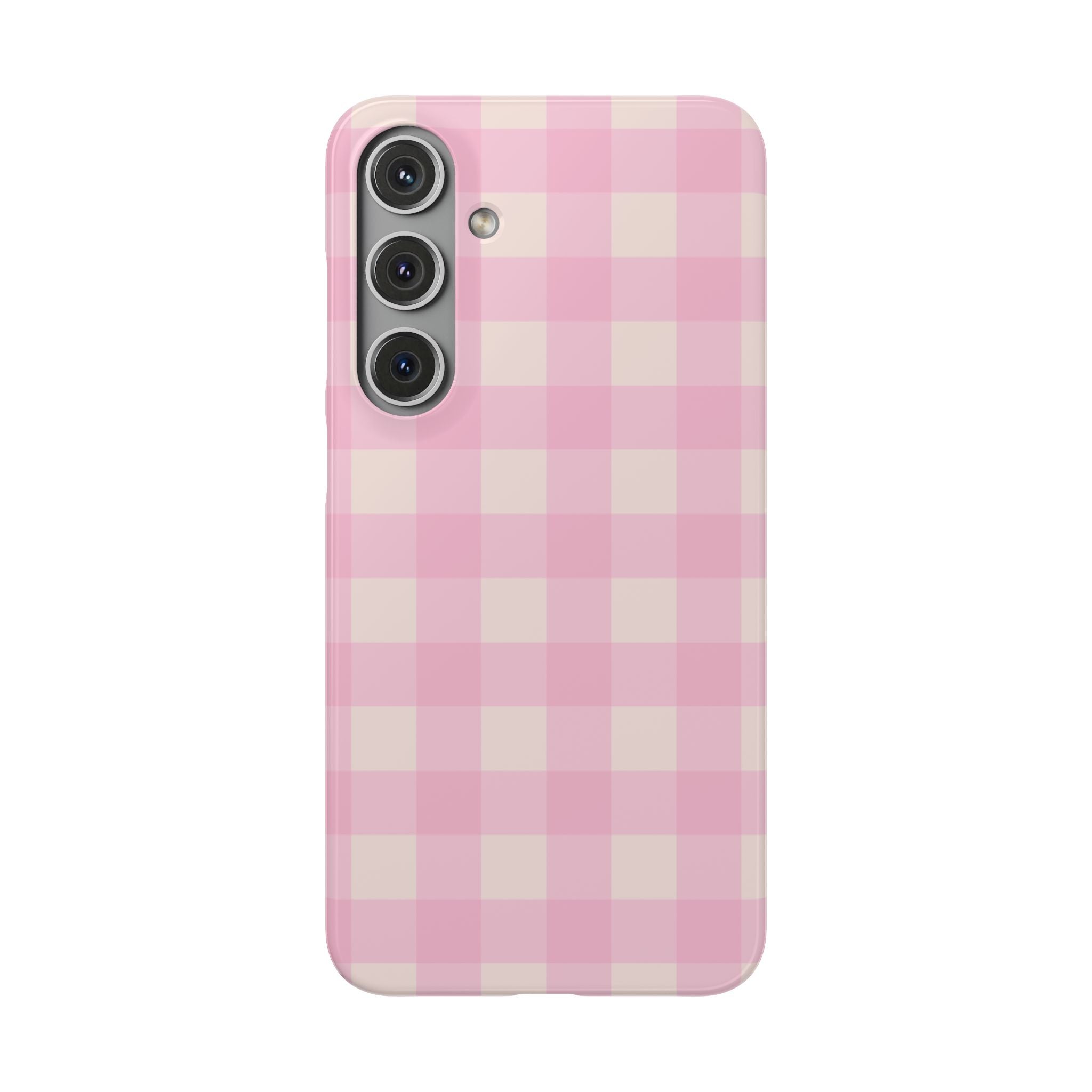 Pink Gingham Snap Phone Case - Cute Pastel Checkered iPhone Cover