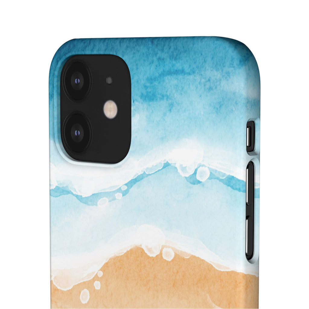 Beach Scene Phone Case — Watercolor Sand, Seashells & Crabs