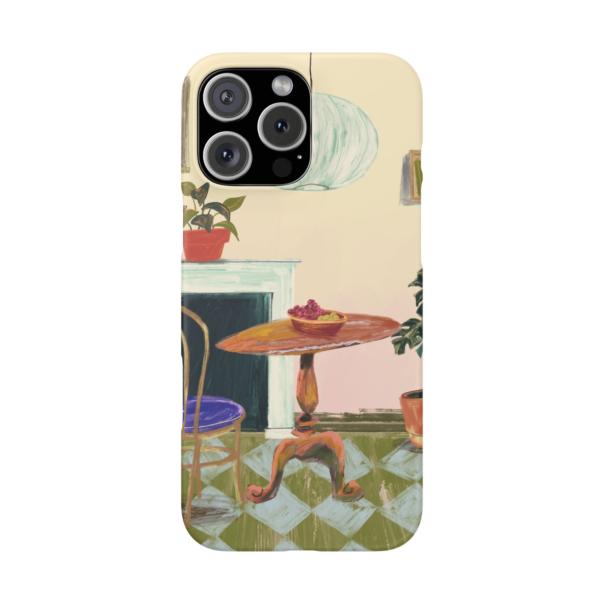 Vintage Bistro Phone Case — Cozy Cafe Interior Illustration Snap Case