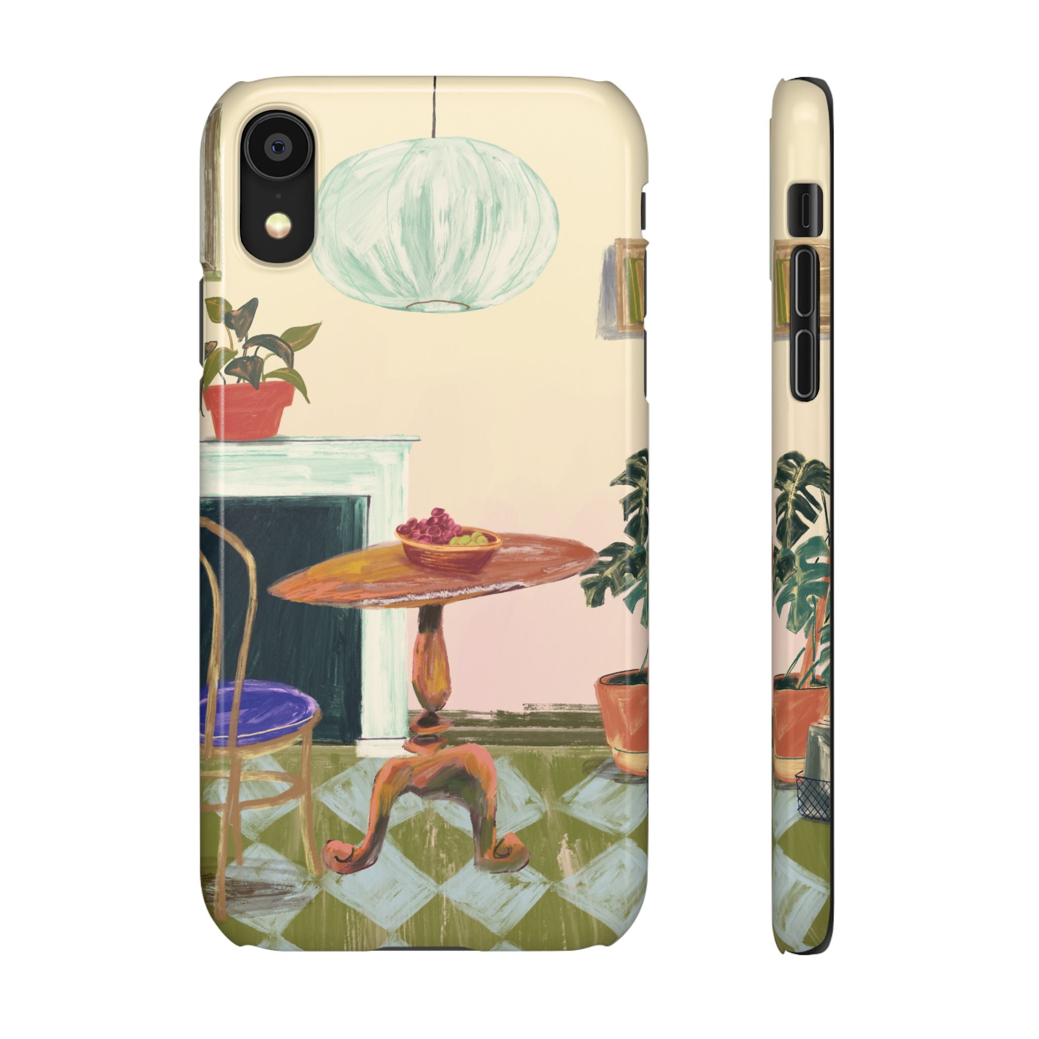 Vintage Bistro Phone Case — Cozy Cafe Interior Illustration Snap Case