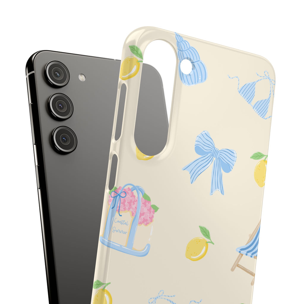 Cute Lemon & Beach Pattern Phone Case — Pastel Summer Snap Case