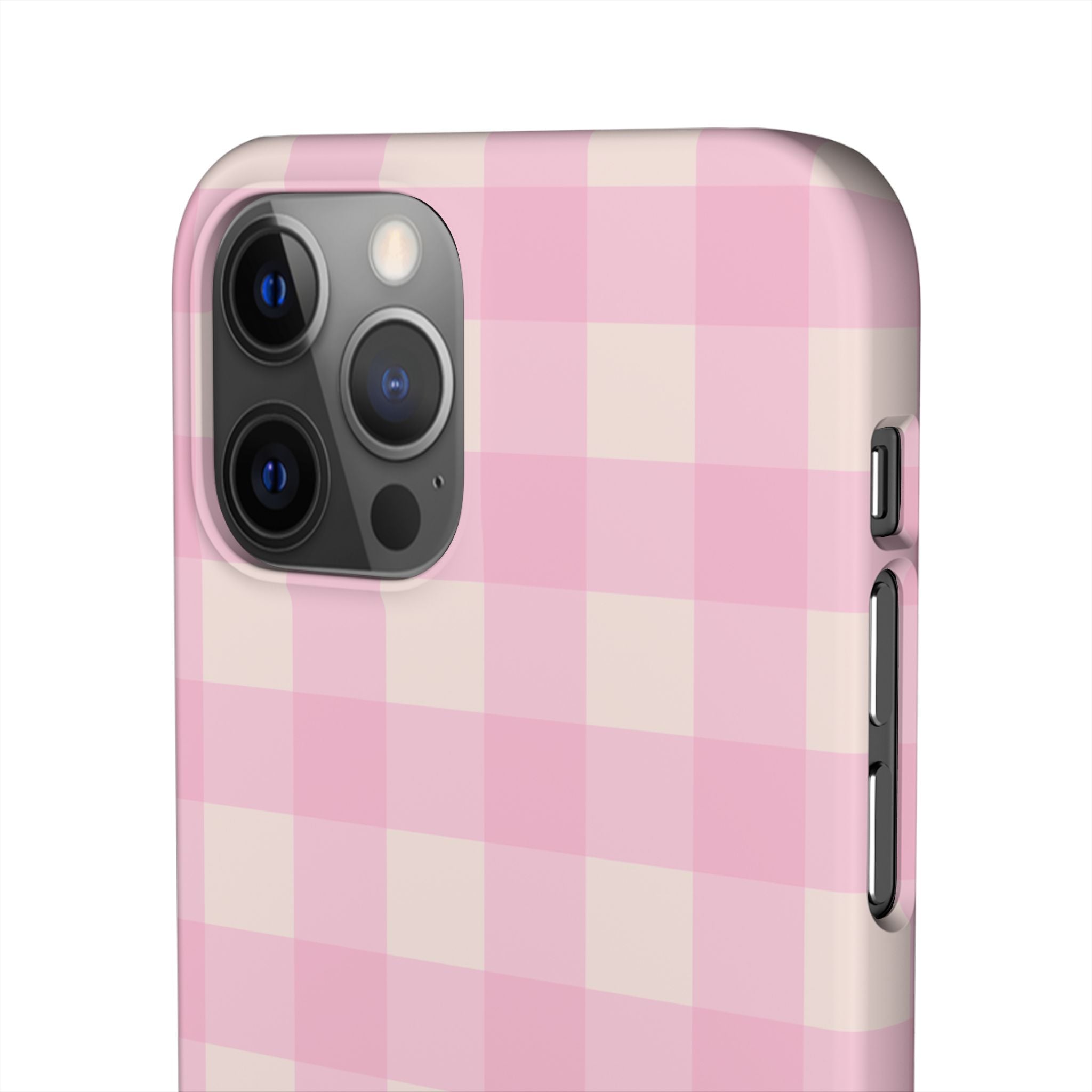 Pink Gingham Snap Phone Case - Cute Pastel Checkered iPhone Cover