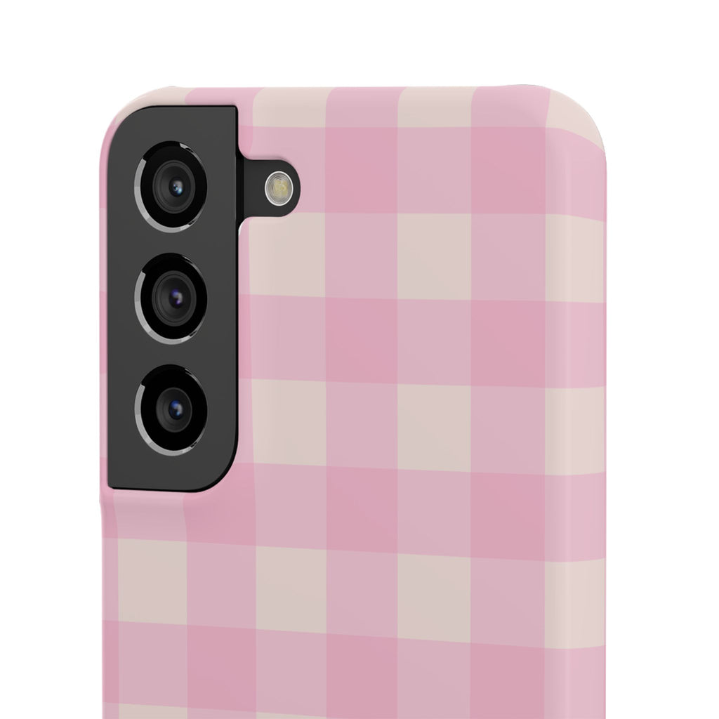 Pink Gingham Snap Phone Case - Cute Pastel Checkered iPhone Cover