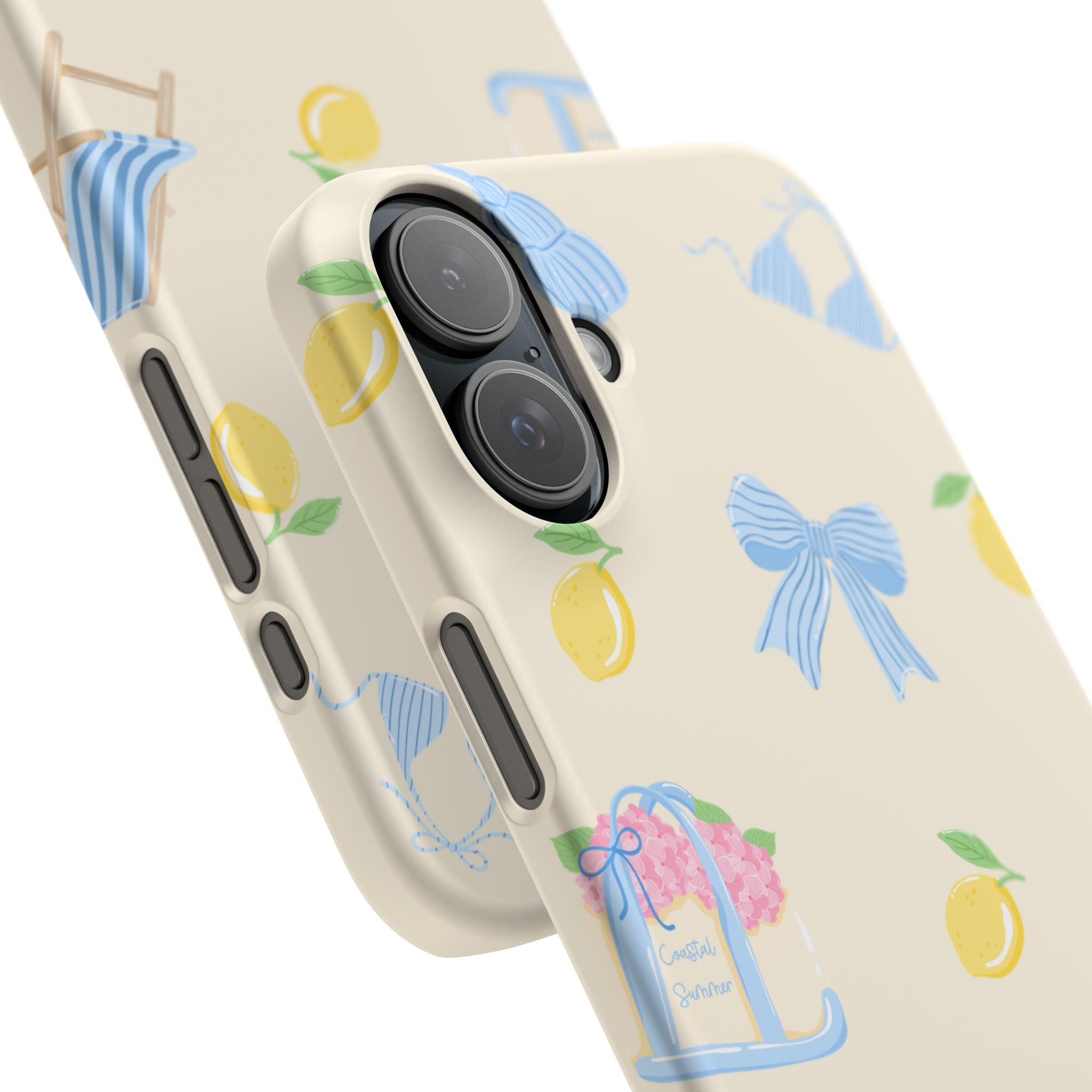 Cute Lemon & Beach Pattern Phone Case — Pastel Summer Snap Case