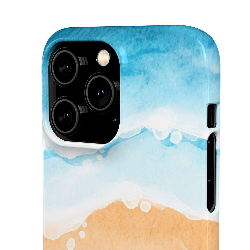 Beach Scene Phone Case — Watercolor Sand, Seashells & Crabs