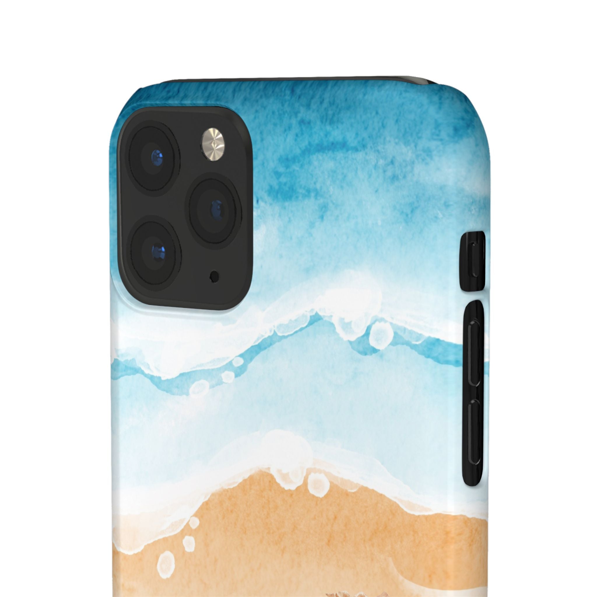 Beach Scene Phone Case — Watercolor Sand, Seashells & Crabs