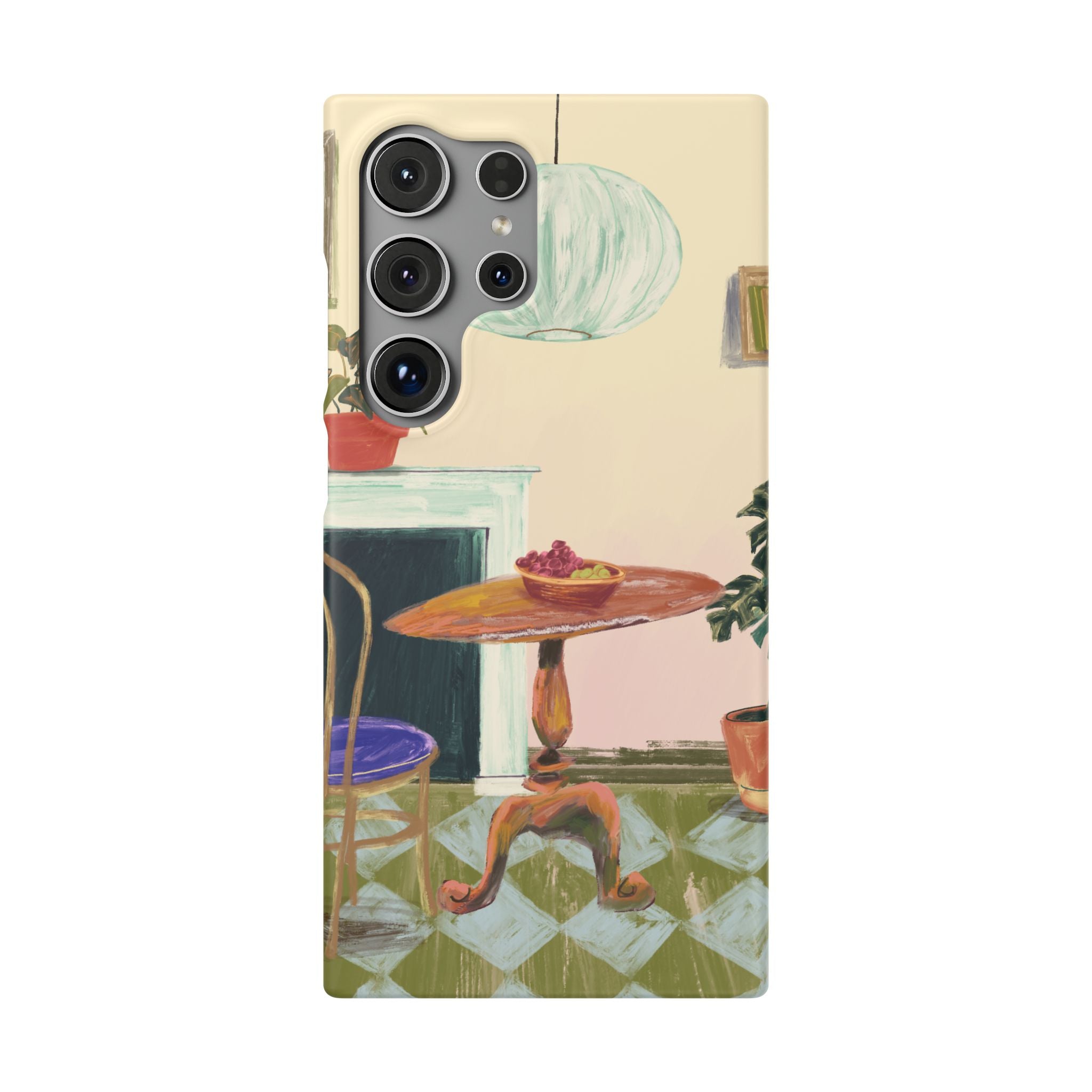 Vintage Bistro Phone Case — Cozy Cafe Interior Illustration Snap Case
