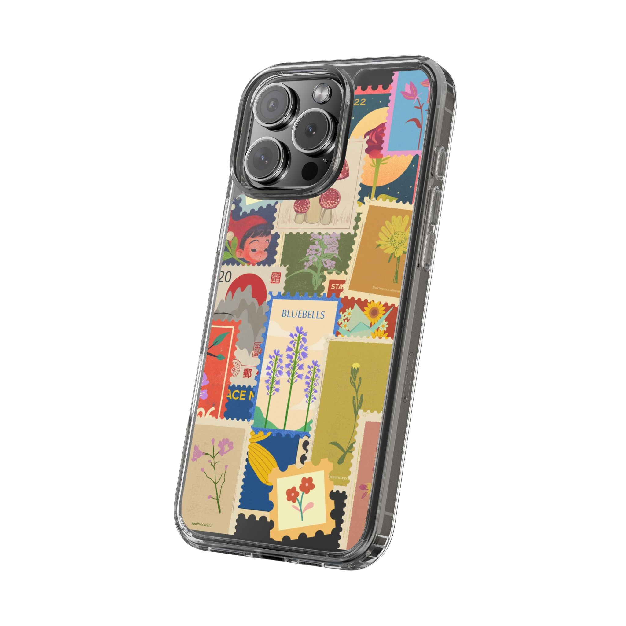 Clear Case — Vintage Floral Stamp Collage Phone Case