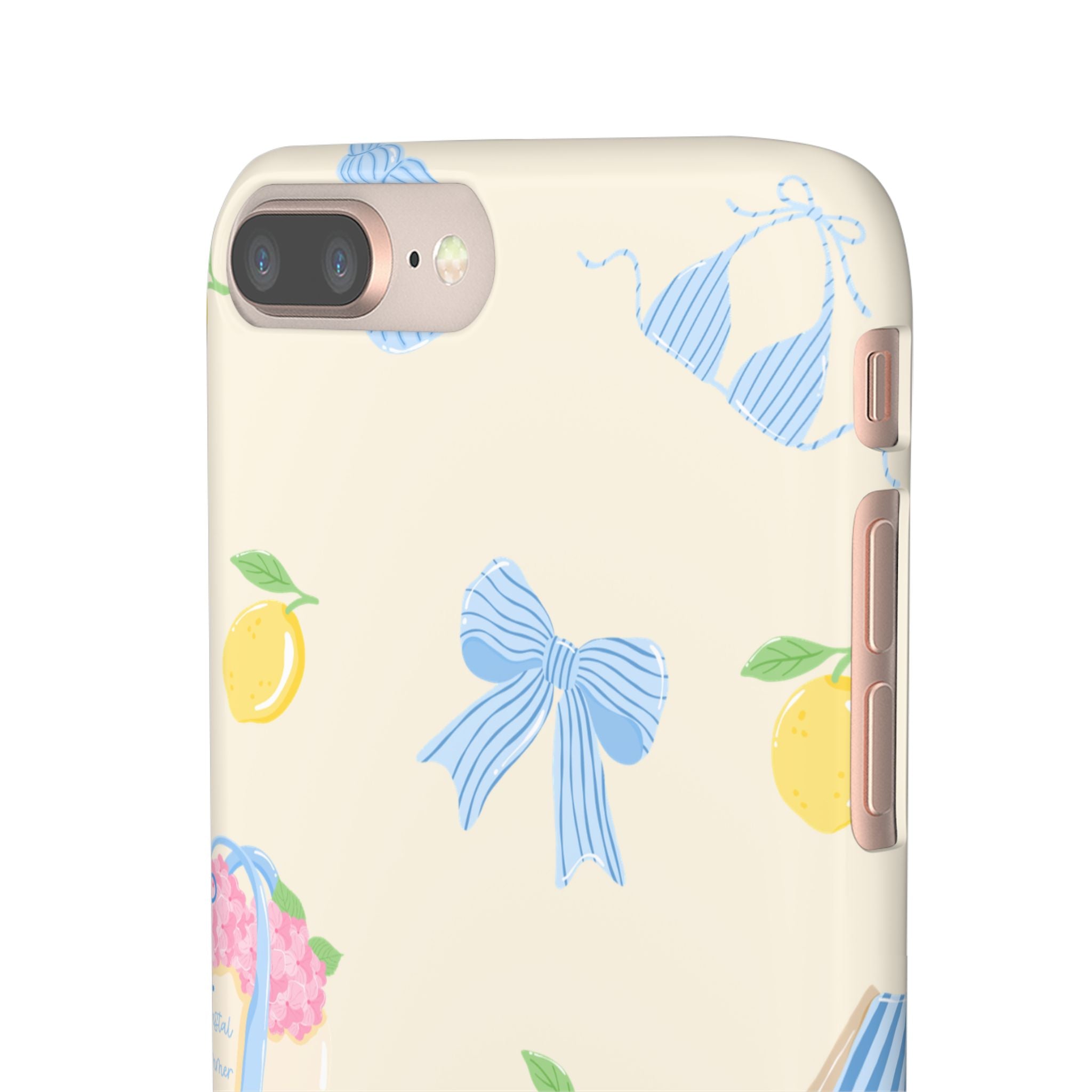Cute Lemon & Beach Pattern Phone Case — Pastel Summer Snap Case