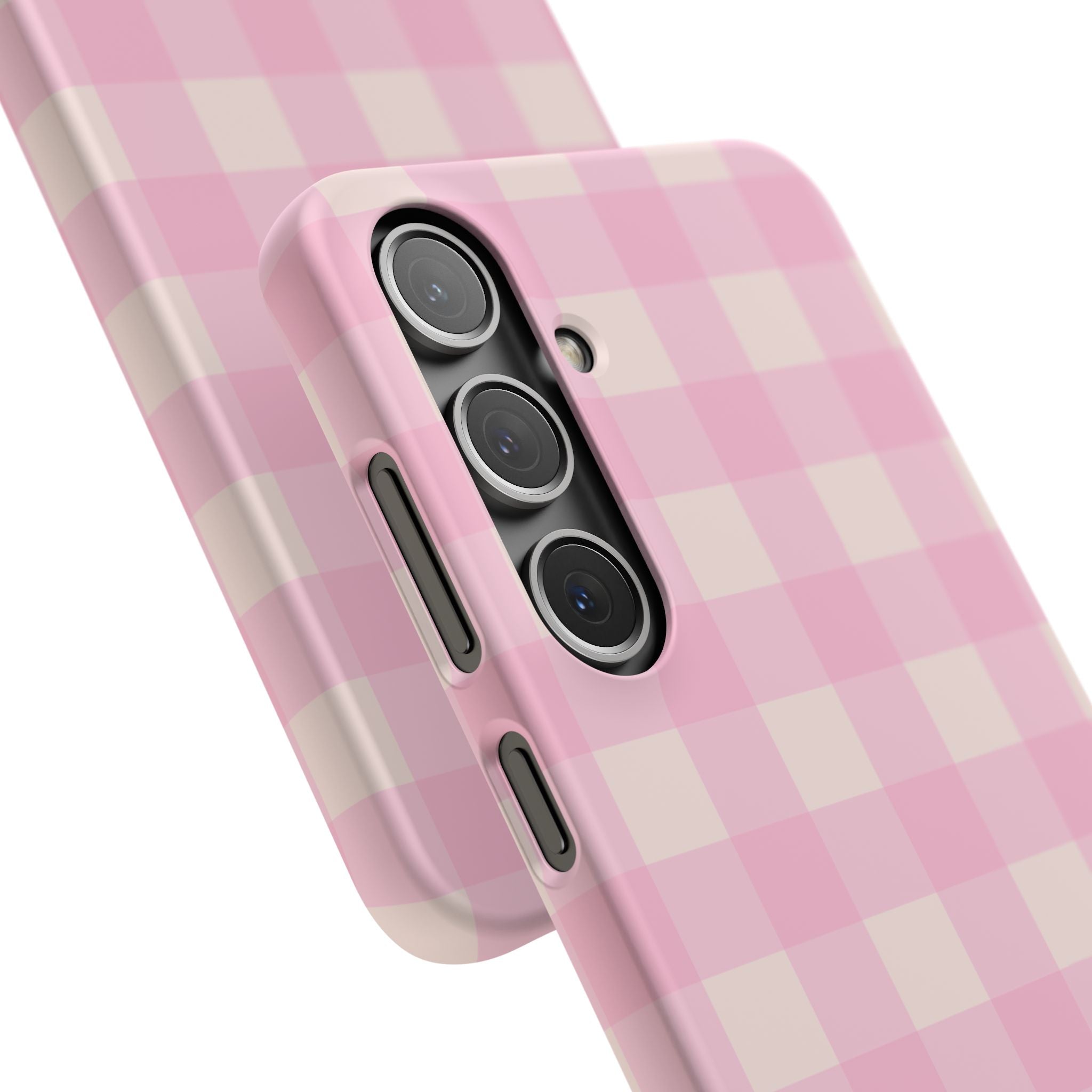 Pink Gingham Snap Phone Case - Cute Pastel Checkered iPhone Cover