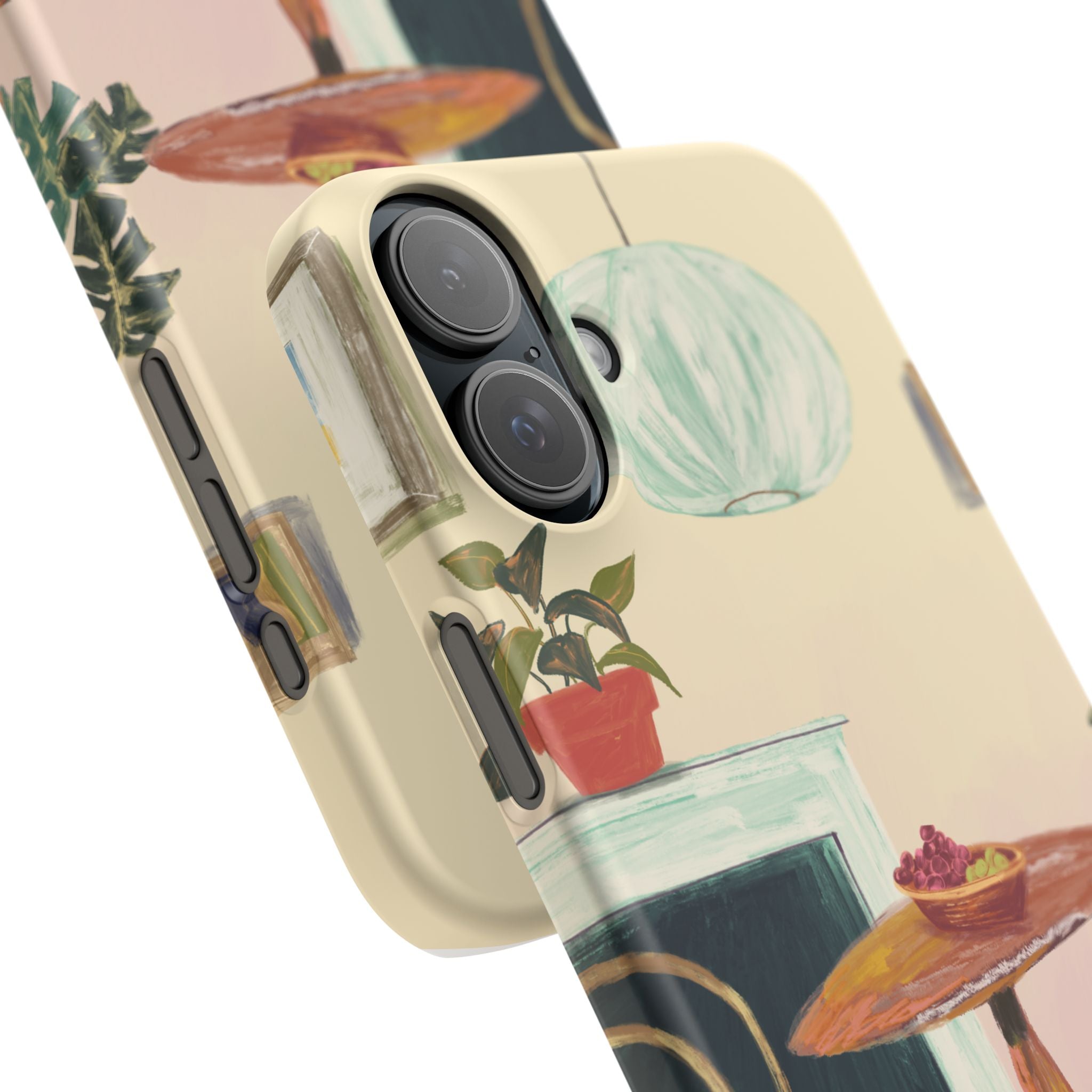 Vintage Bistro Phone Case — Cozy Cafe Interior Illustration Snap Case