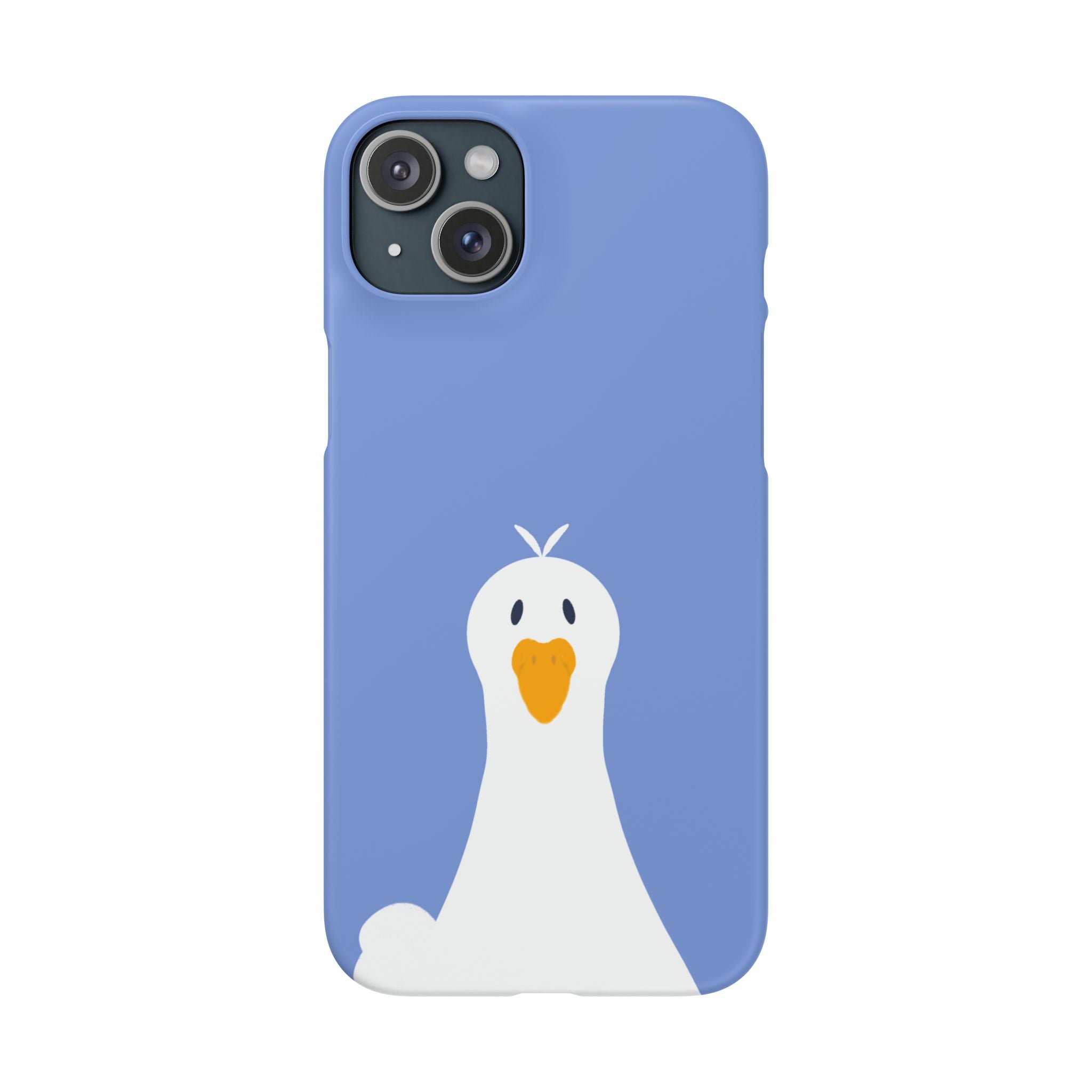 Cute Goose Phone Case – Blue Snap Phone Cover with Whimsical Bird Design
