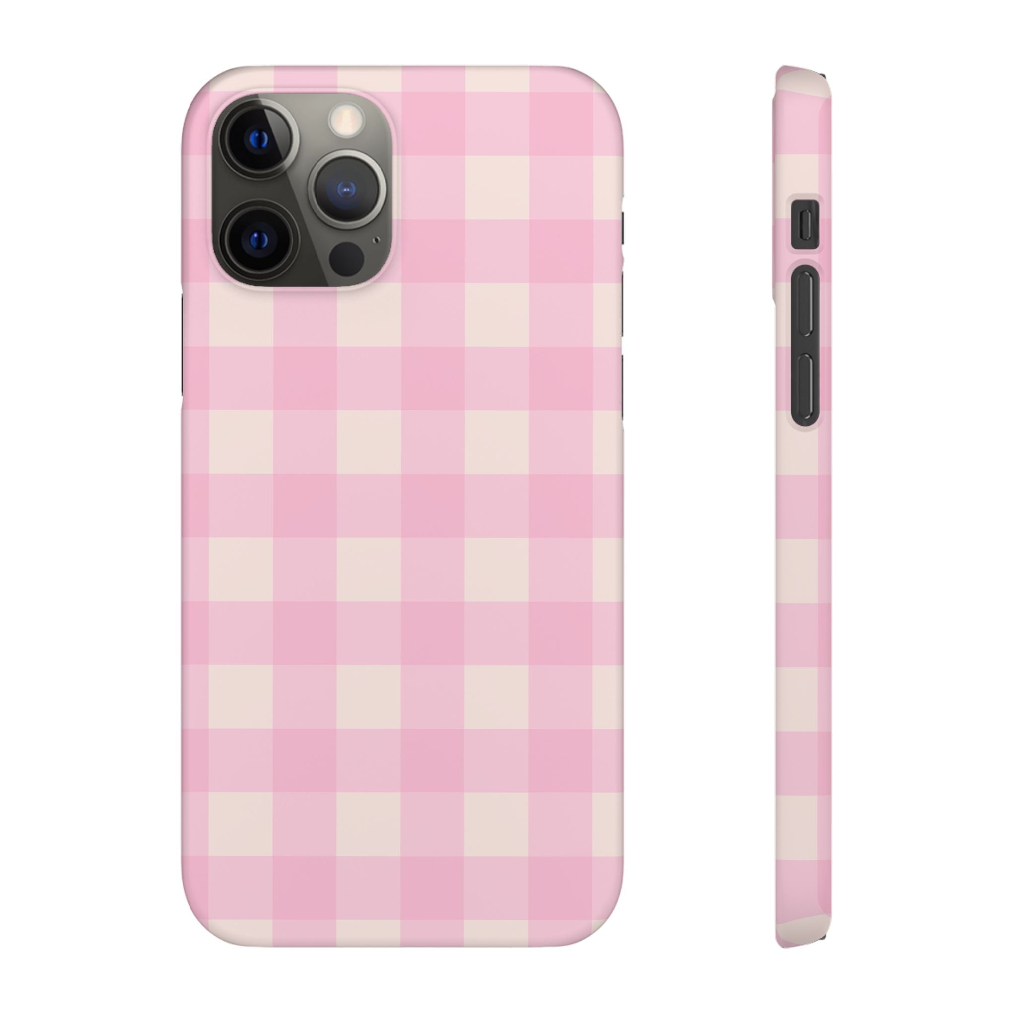 Pink Gingham Snap Phone Case - Cute Pastel Checkered iPhone Cover