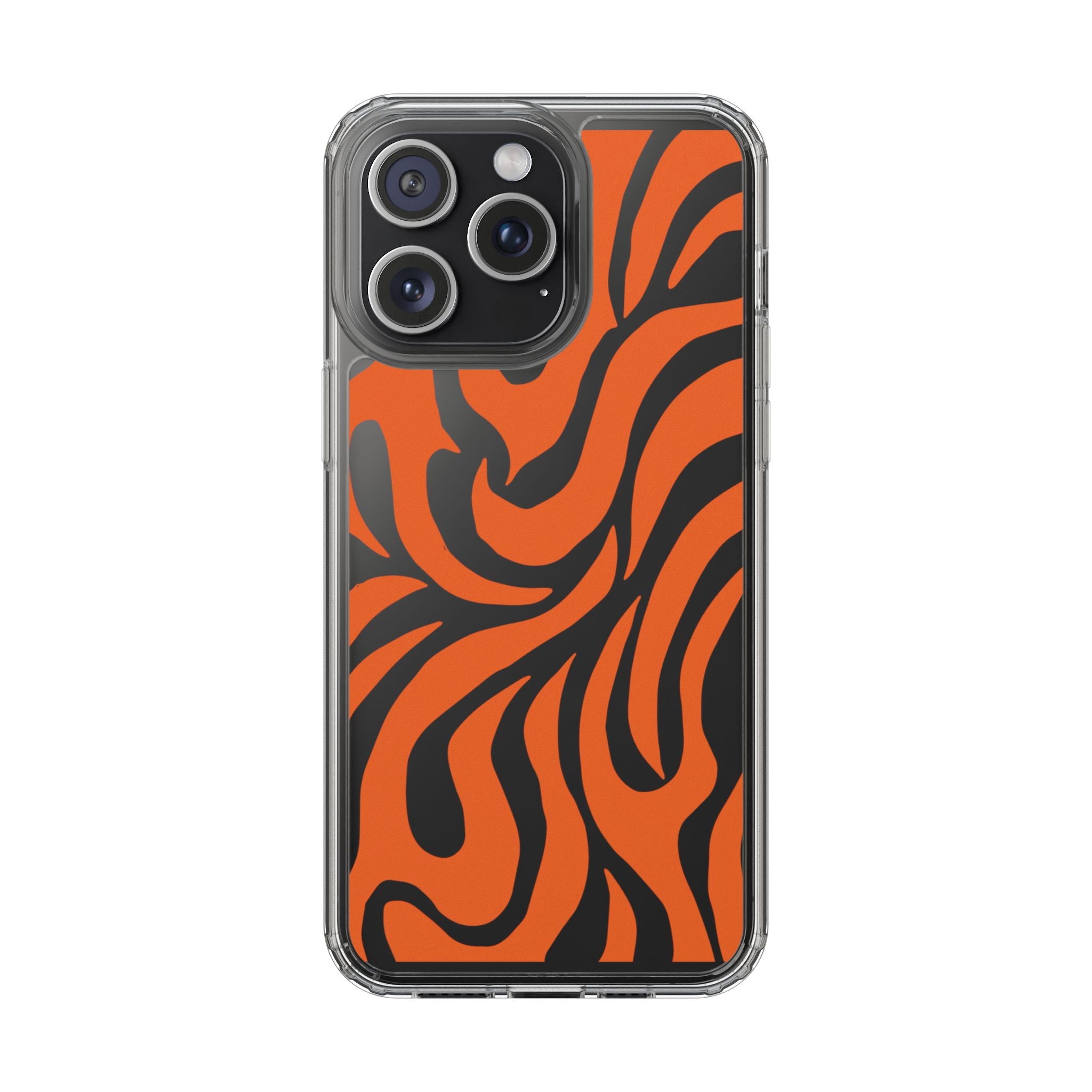 Orange Tiger Stripe Clear Phone Case — Bold Animal Print iPhone Cover