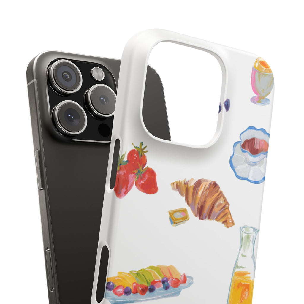 Phone Case — Watercolor Breakfast Pattern (croissant, berries, juice)
