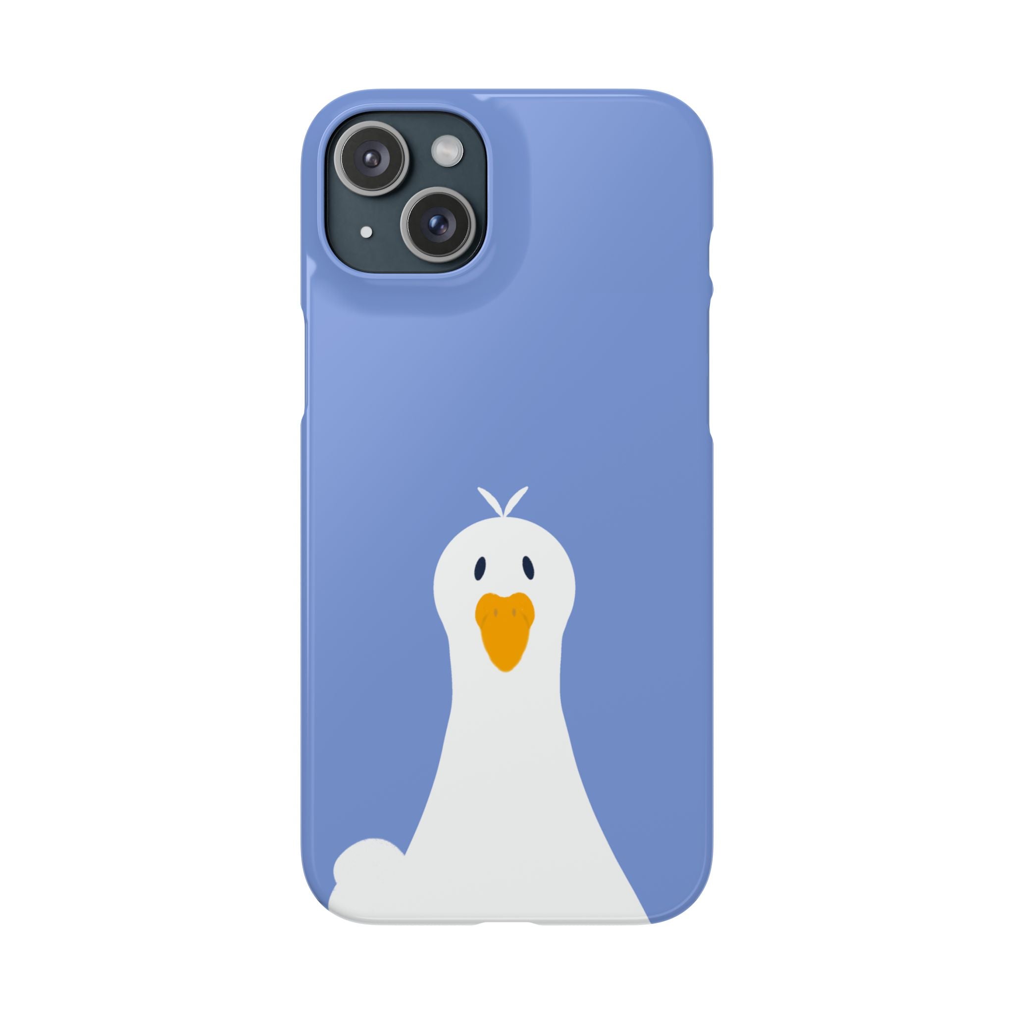 Cute Goose Phone Case – Blue Snap Phone Cover with Whimsical Bird Design