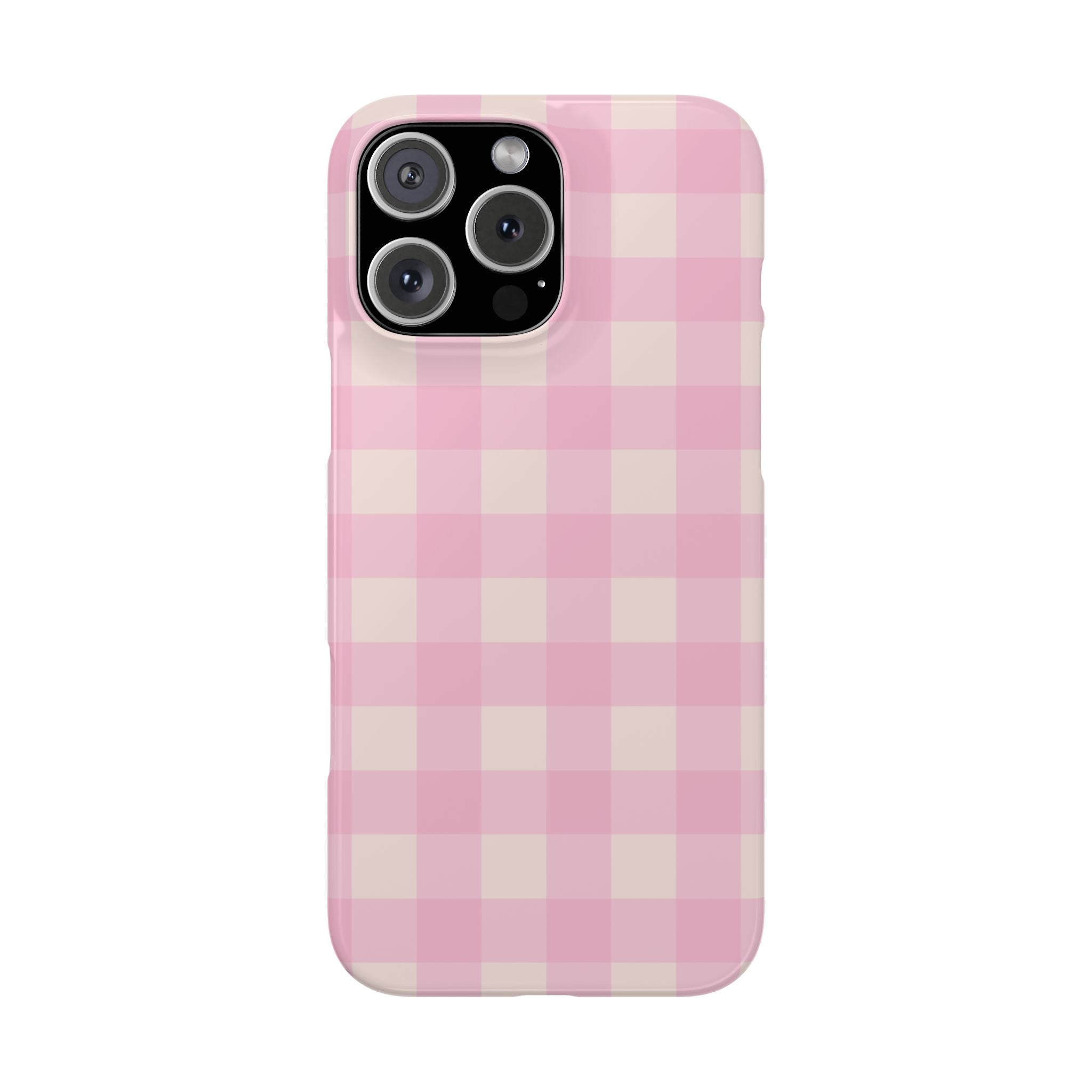 Pink Gingham Snap Phone Case - Cute Pastel Checkered iPhone Cover
