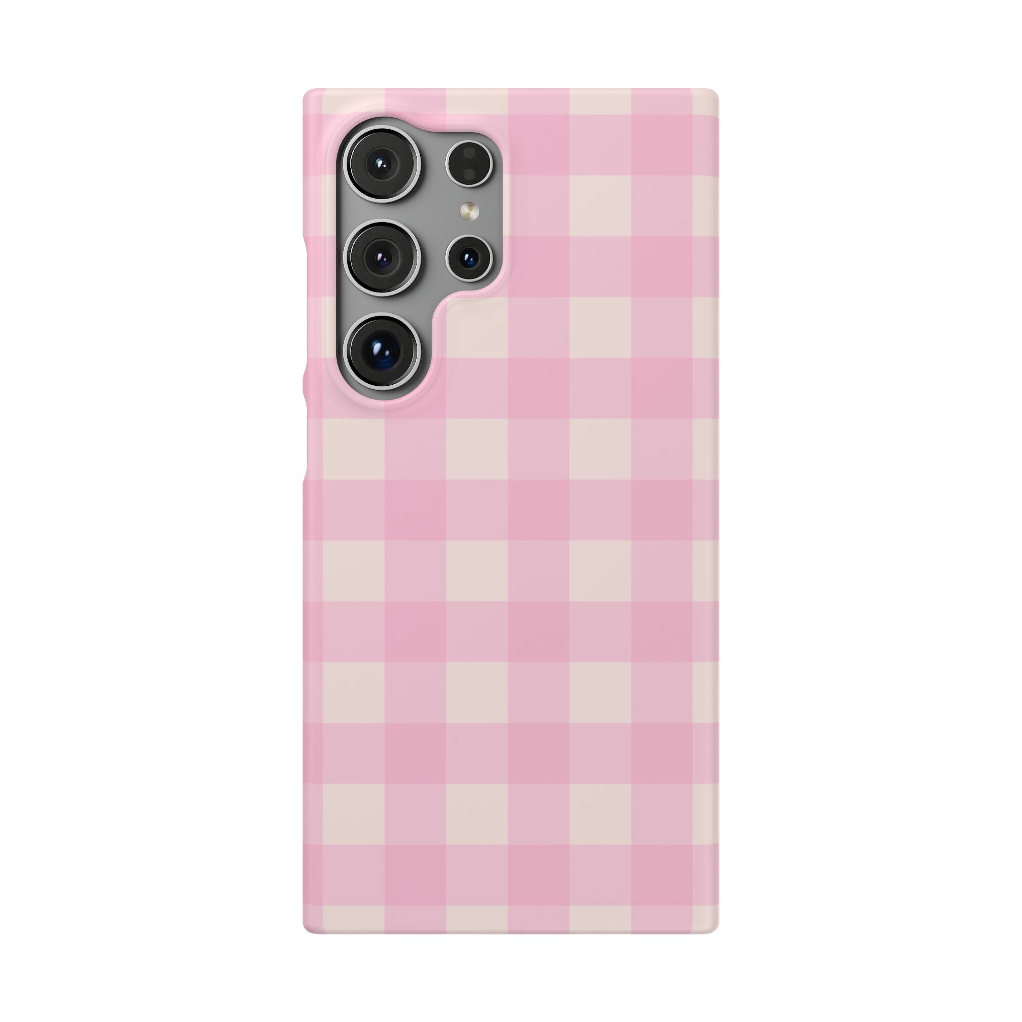 Pink Gingham Snap Phone Case - Cute Pastel Checkered iPhone Cover