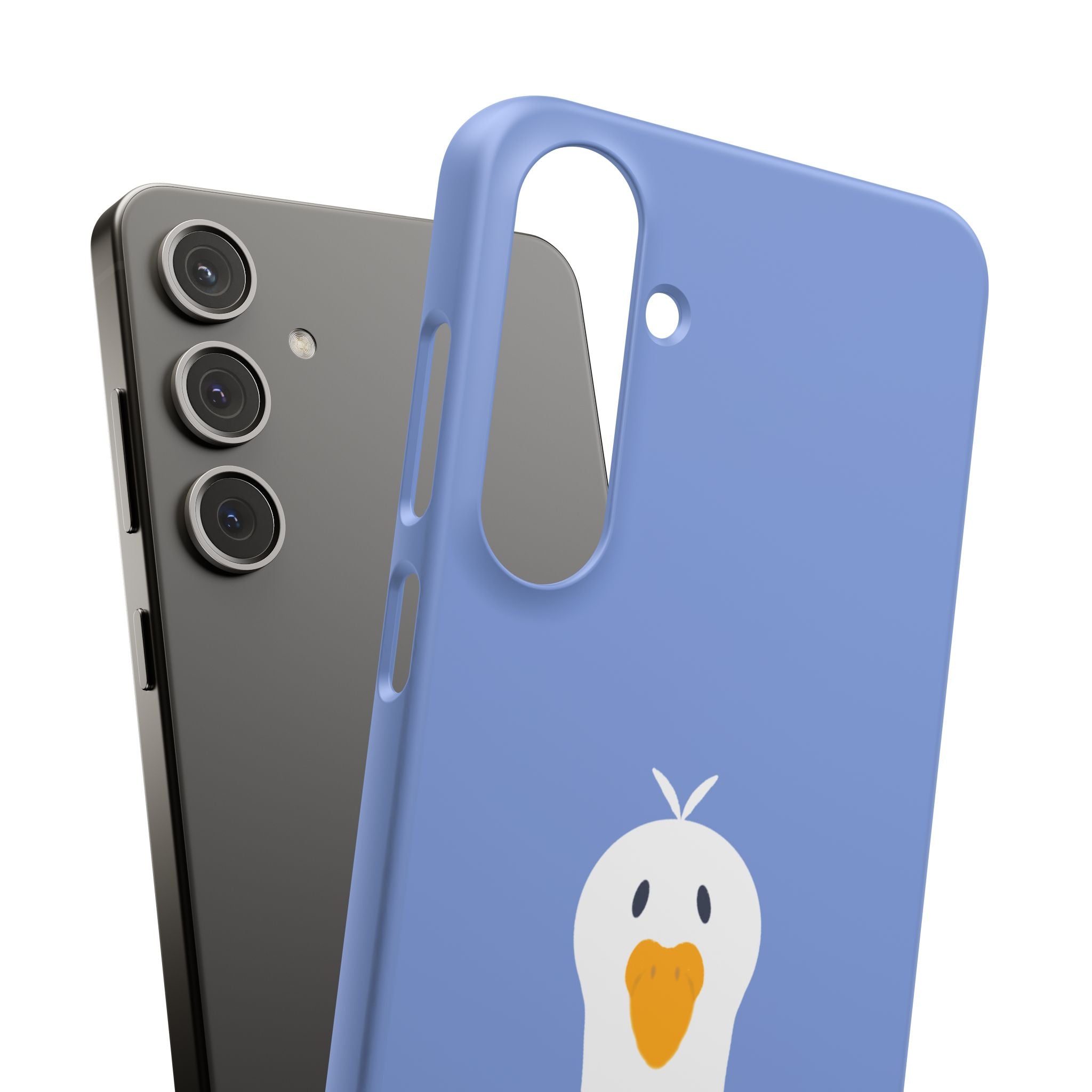 Cute Goose Phone Case – Blue Snap Phone Cover with Whimsical Bird Design