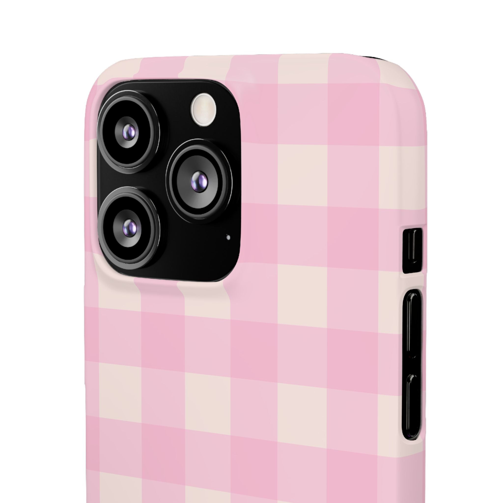 Pink Gingham Snap Phone Case - Cute Pastel Checkered iPhone Cover