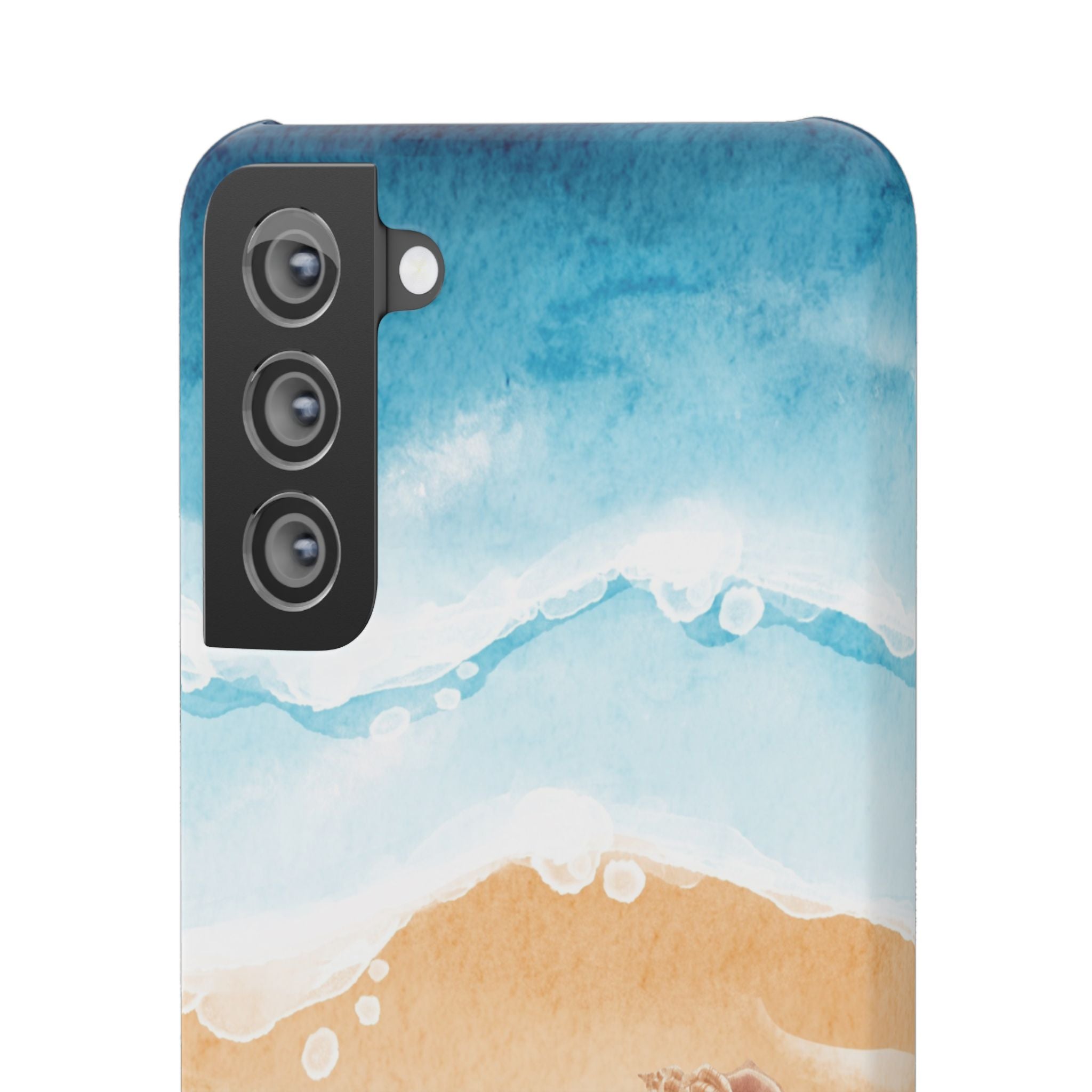Beach Scene Phone Case — Watercolor Sand, Seashells & Crabs