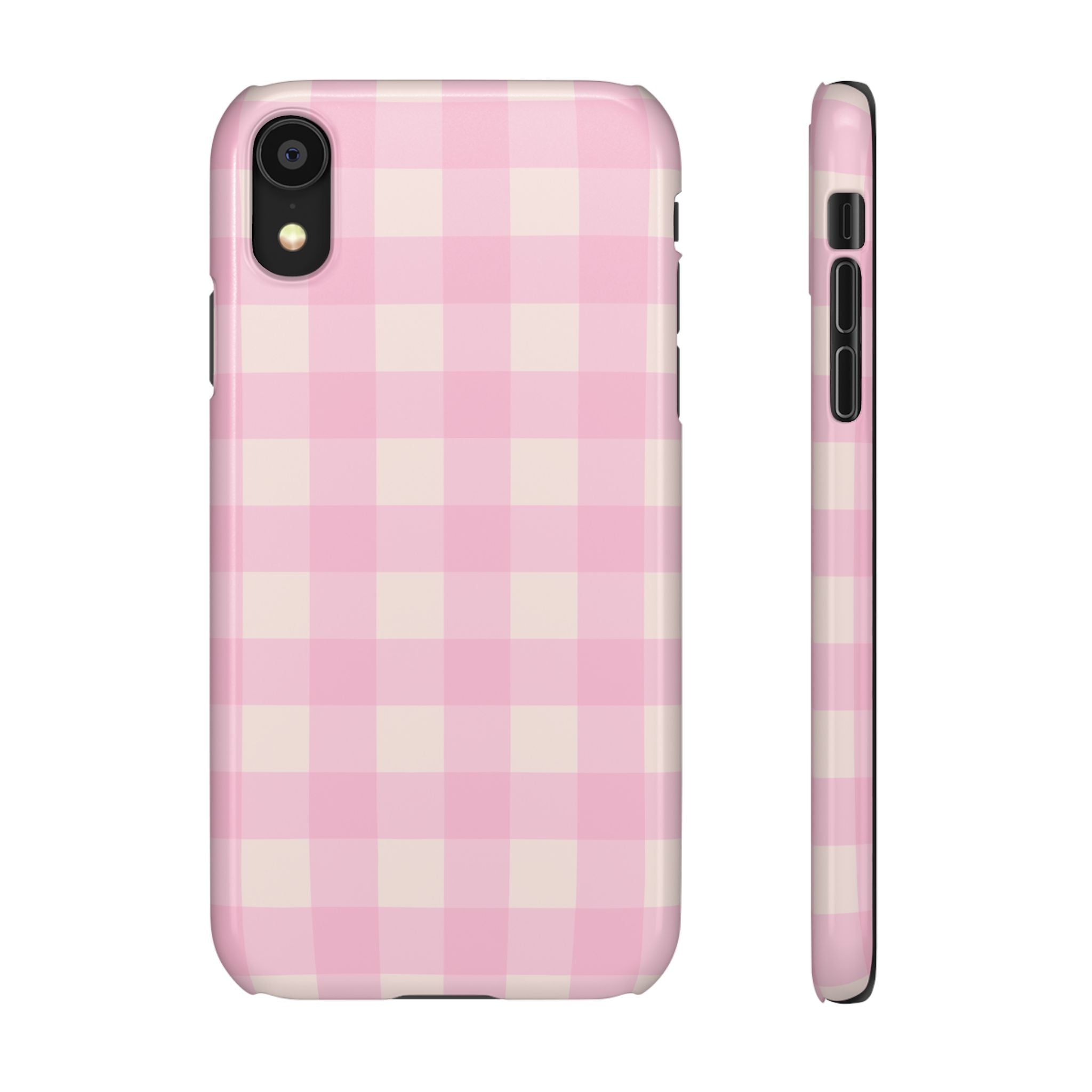 Pink Gingham Snap Phone Case - Cute Pastel Checkered iPhone Cover