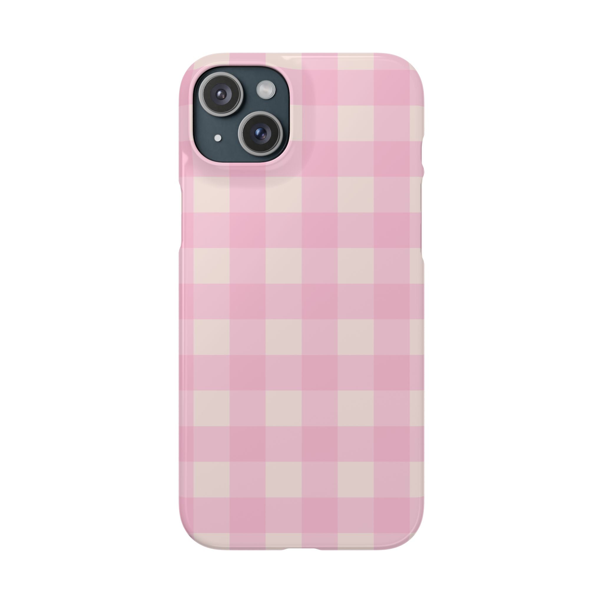 Pink Gingham Snap Phone Case - Cute Pastel Checkered iPhone Cover