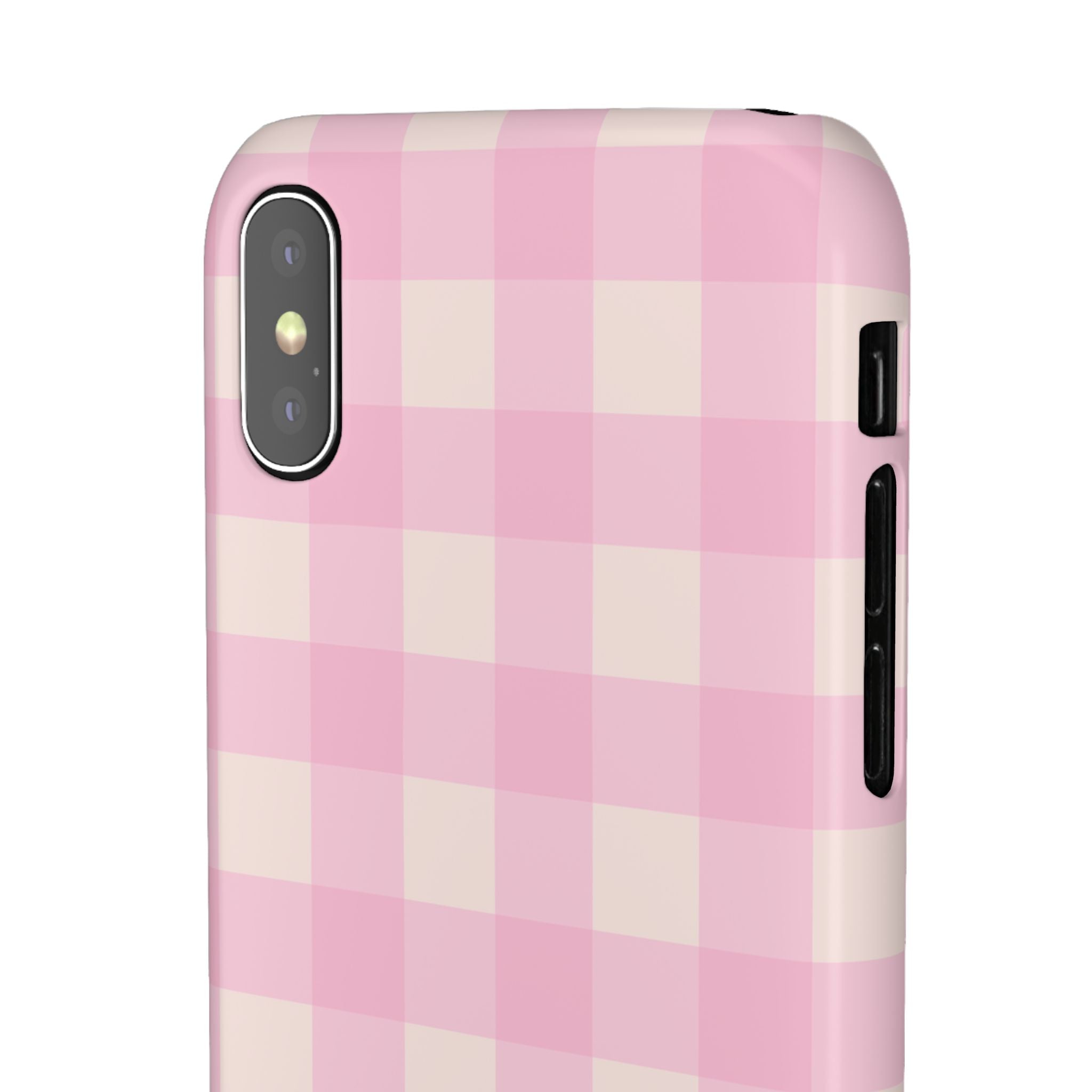 Pink Gingham Snap Phone Case - Cute Pastel Checkered iPhone Cover