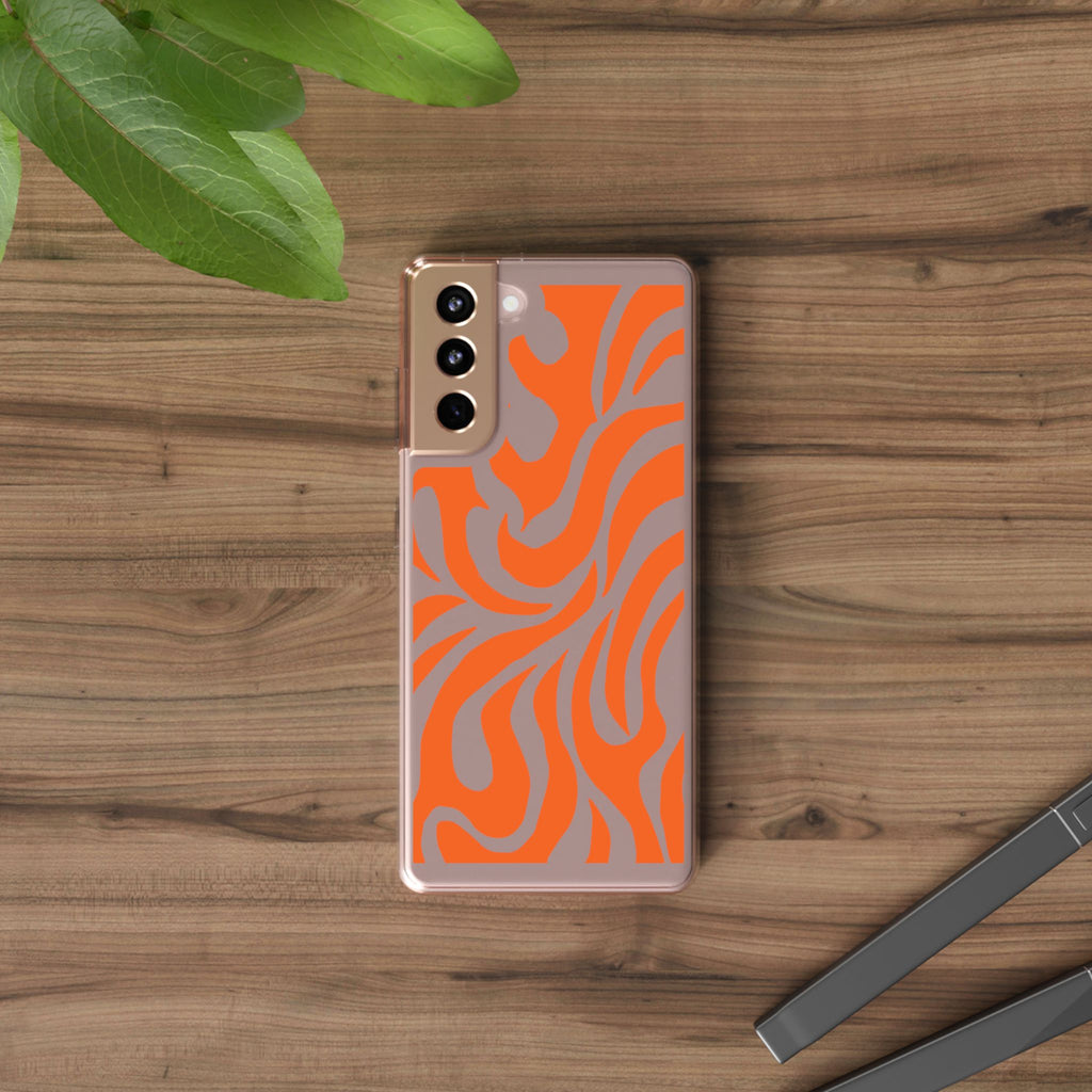 Orange Tiger Stripe Clear Phone Case — Bold Animal Print iPhone Cover