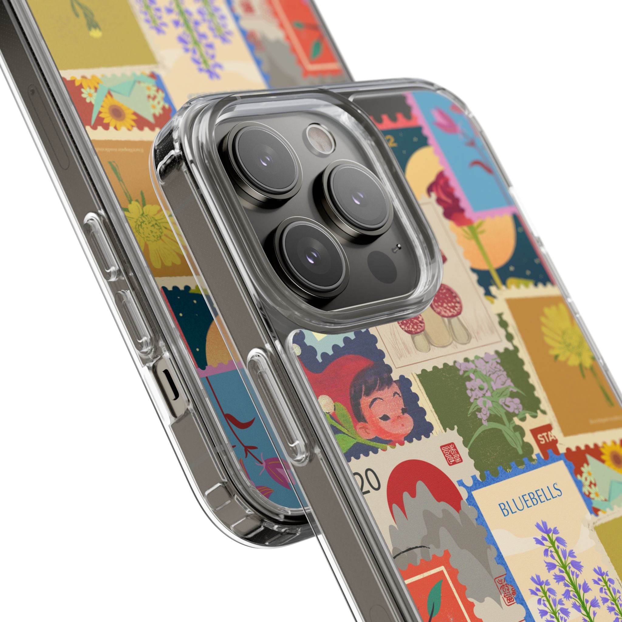 Clear Case — Vintage Floral Stamp Collage Phone Case