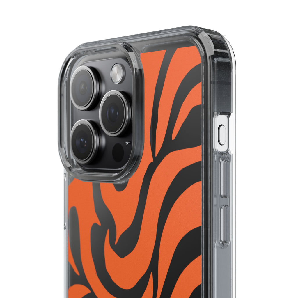 Orange Tiger Stripe Clear Phone Case — Bold Animal Print iPhone Cover