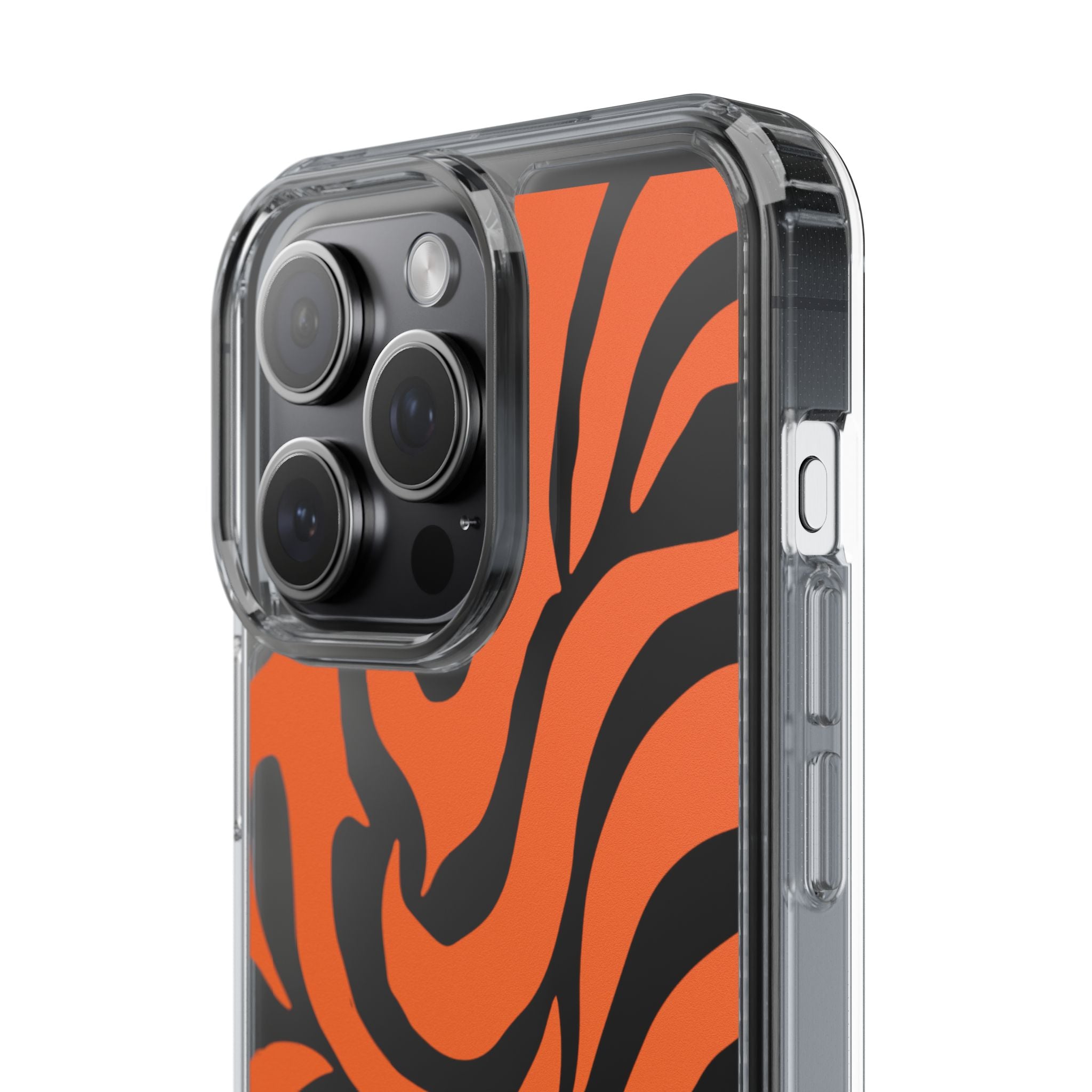 Orange Tiger Stripe Clear Phone Case — Bold Animal Print iPhone Cover