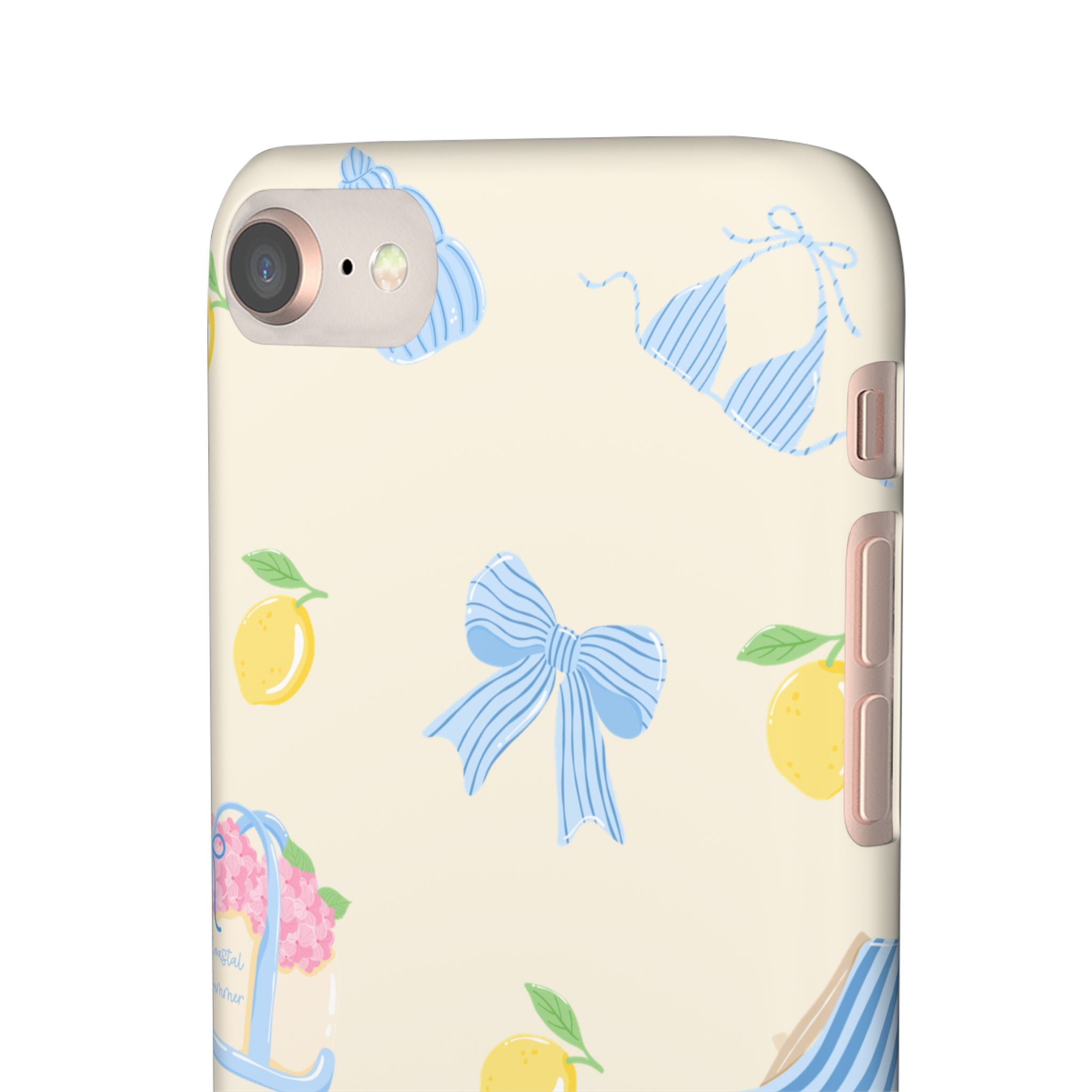 Cute Lemon & Beach Pattern Phone Case — Pastel Summer Snap Case