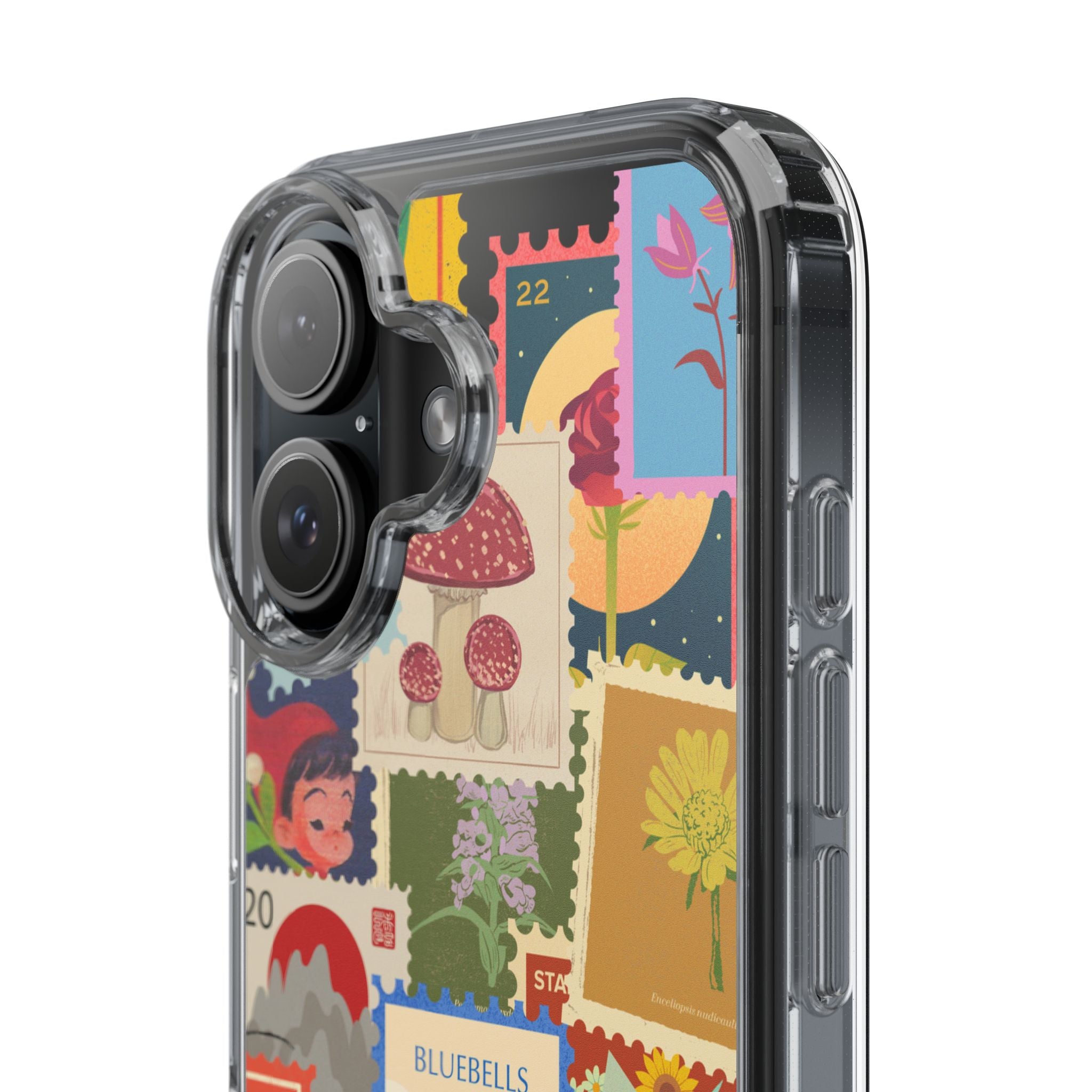 Clear Case — Vintage Floral Stamp Collage Phone Case