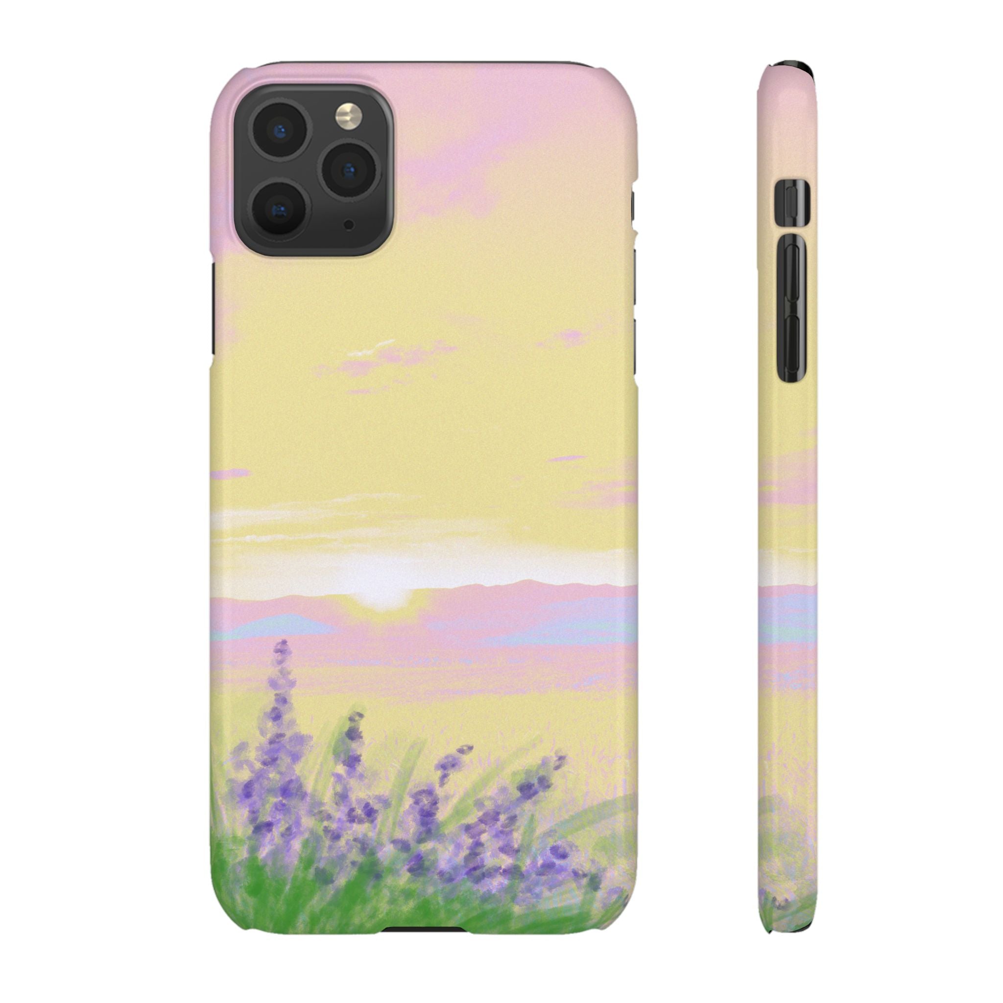 Pastel Lavender Field Phone Case — Sunset Sky Snap Case
