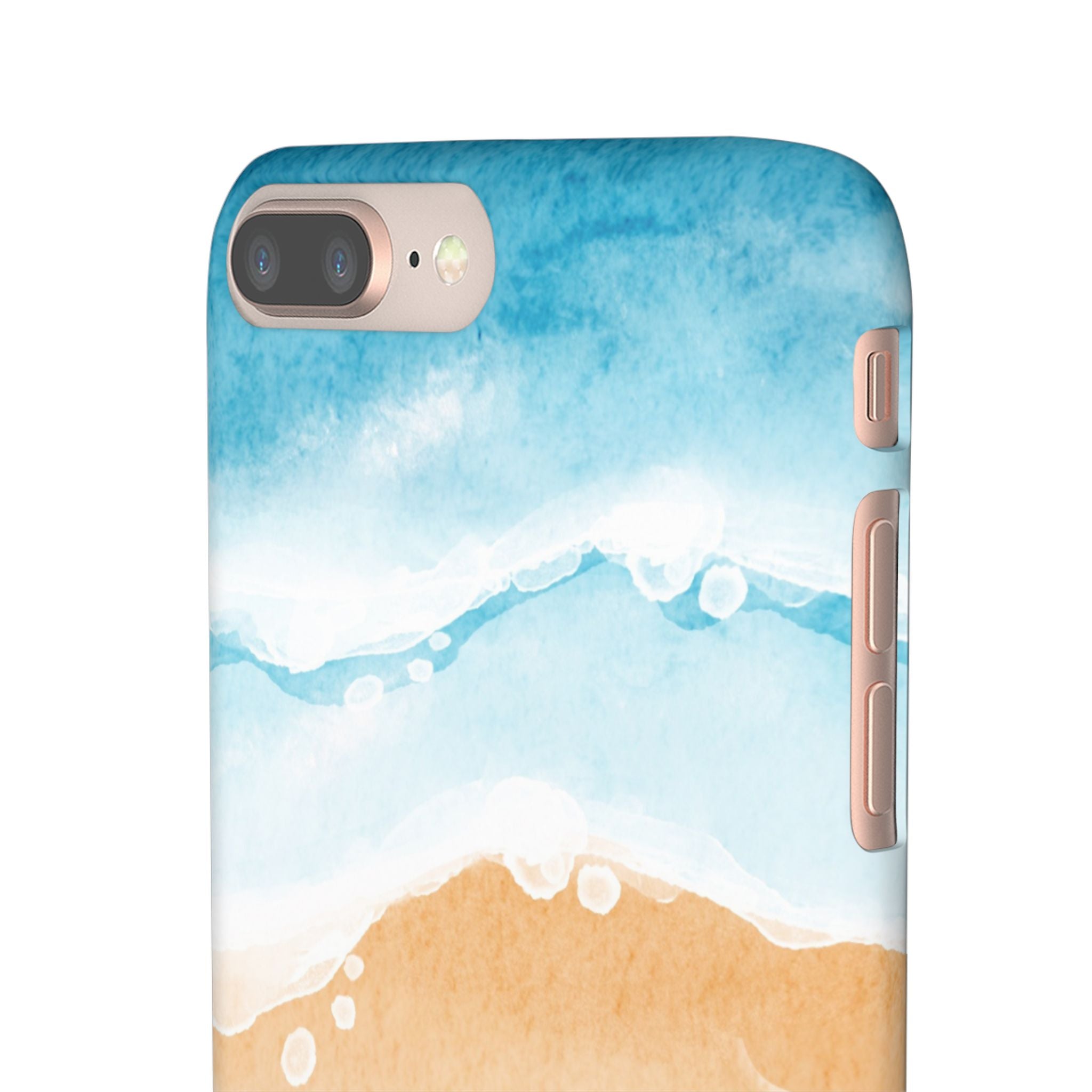 Beach Scene Phone Case — Watercolor Sand, Seashells & Crabs