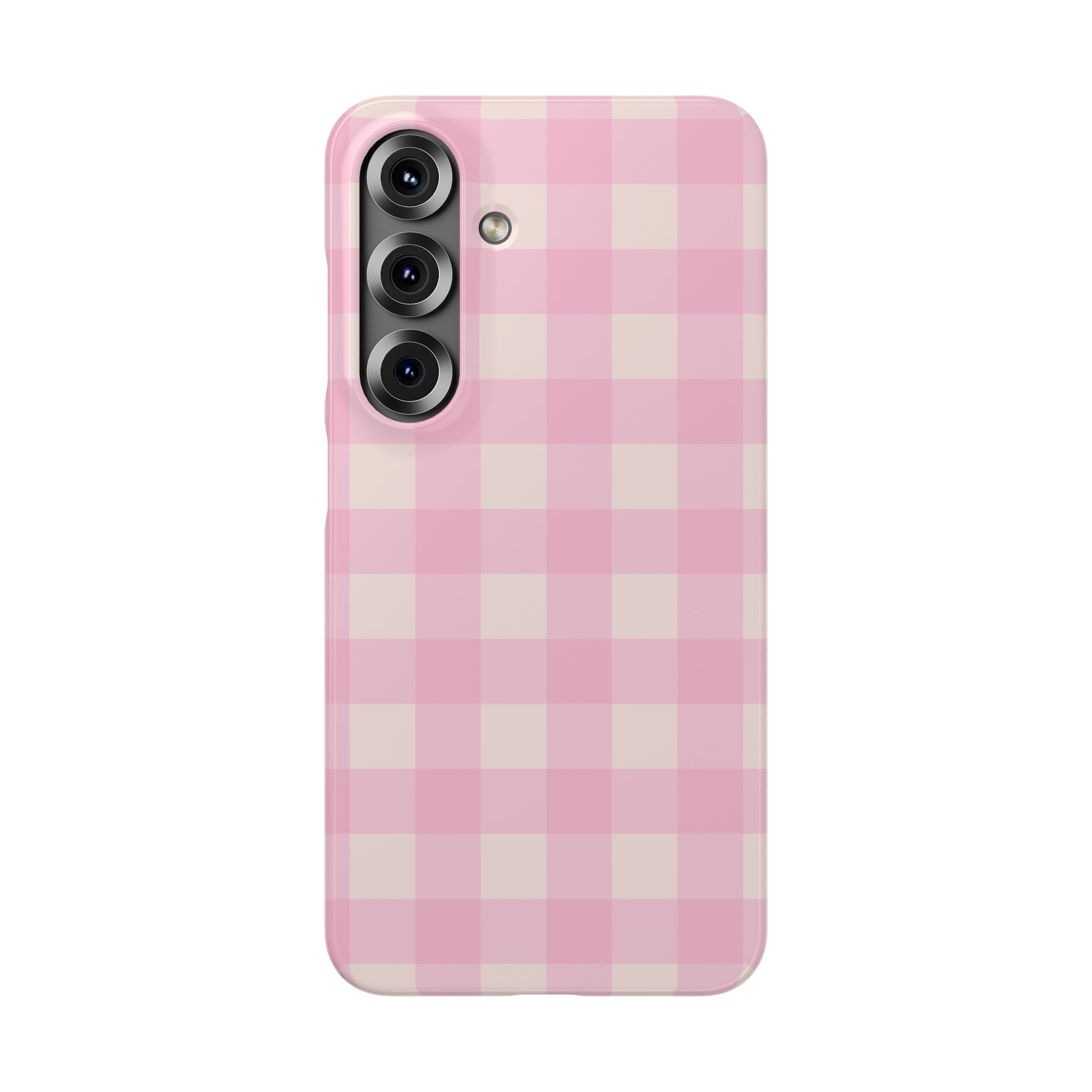 Pink Gingham Snap Phone Case - Cute Pastel Checkered iPhone Cover