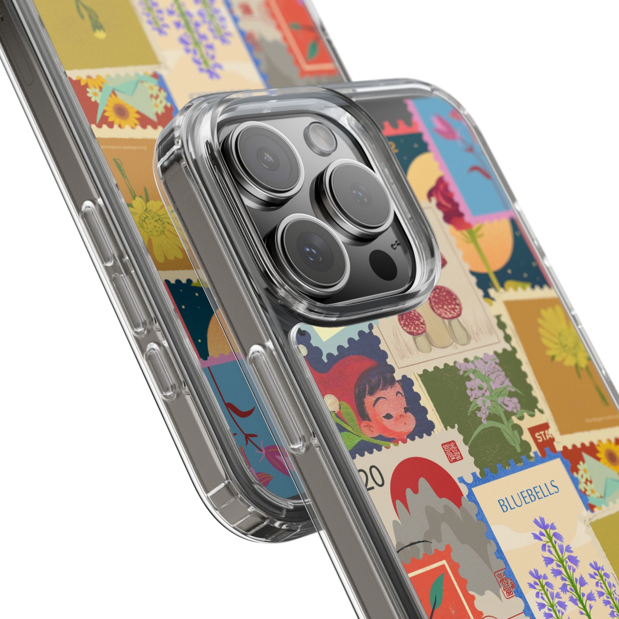 Clear Case — Vintage Floral Stamp Collage Phone Case