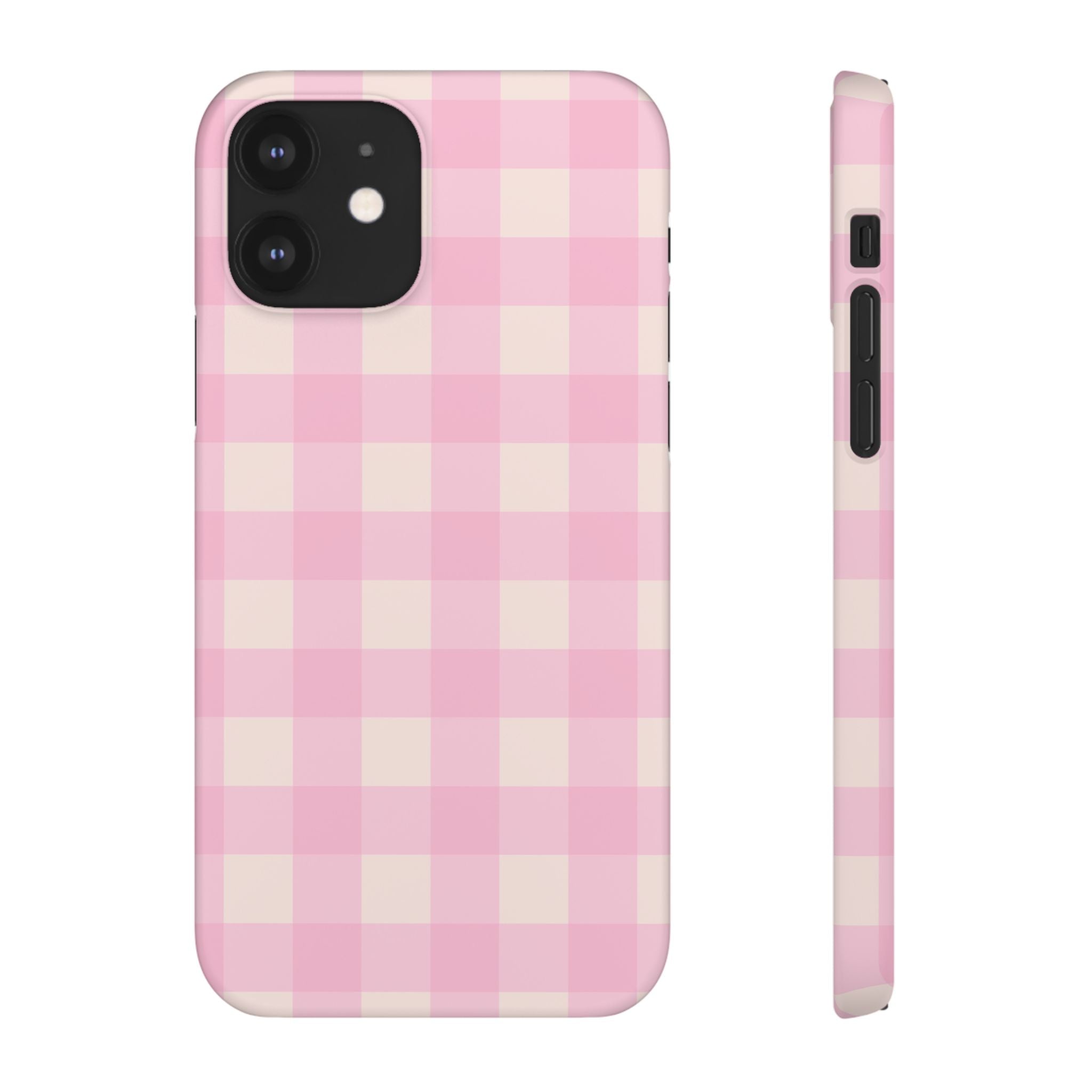 Pink Gingham Snap Phone Case - Cute Pastel Checkered iPhone Cover