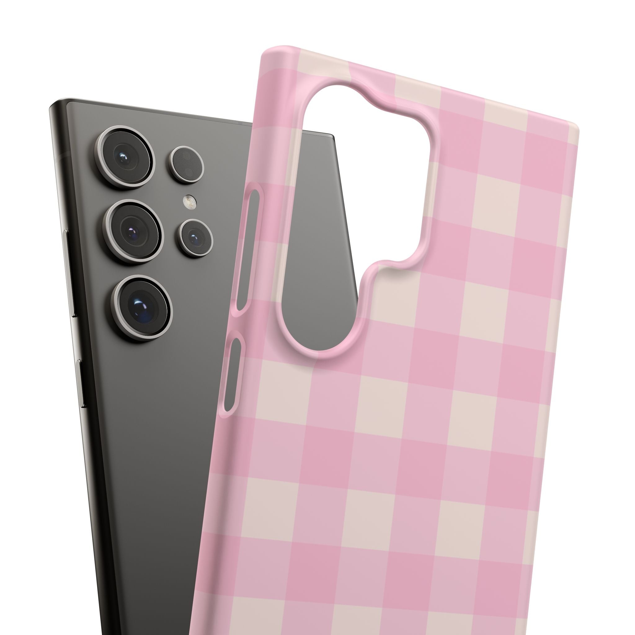 Pink Gingham Snap Phone Case - Cute Pastel Checkered iPhone Cover